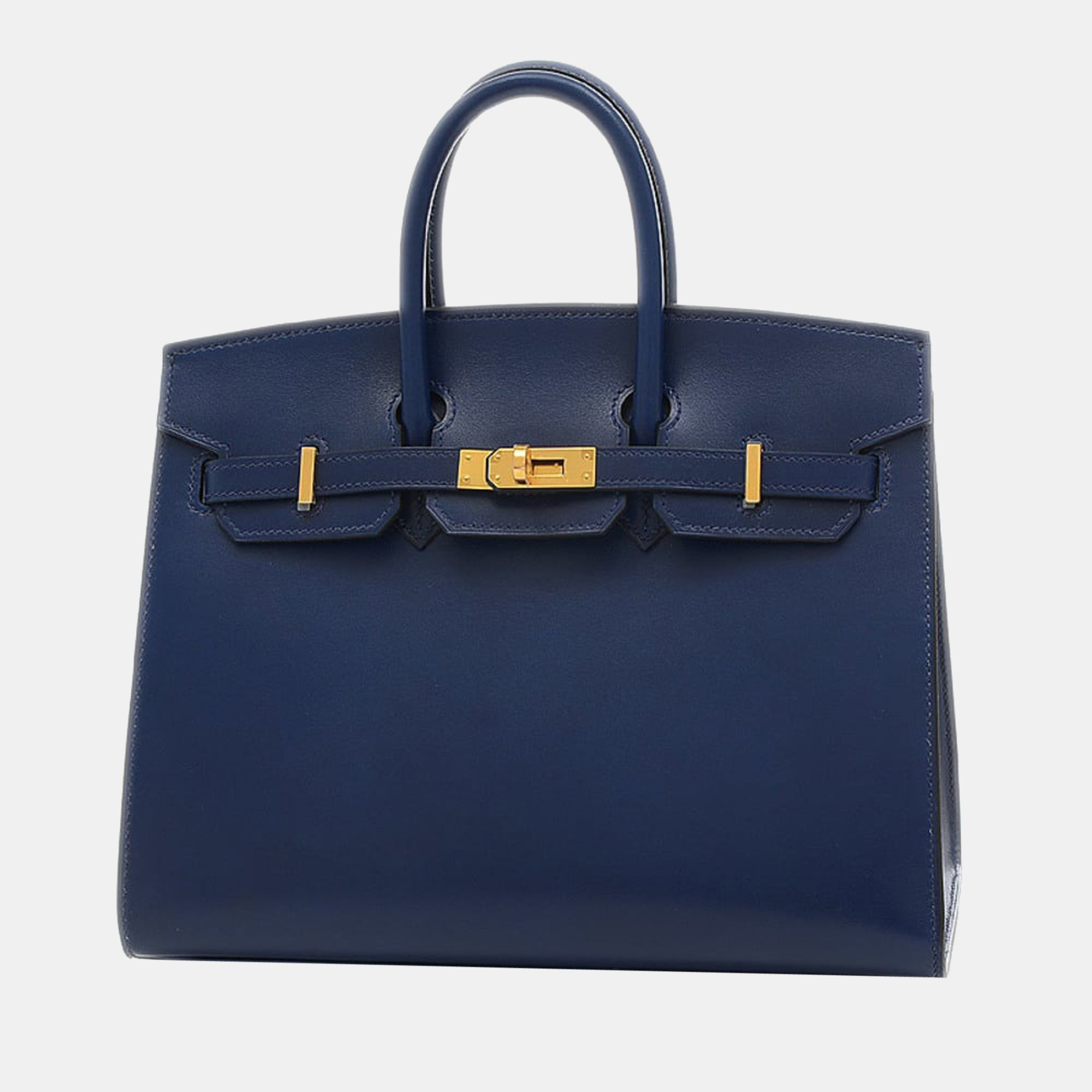 Hermes Birkin 25 handbag serie box calf blue sapphire gold metal fittings U stamp