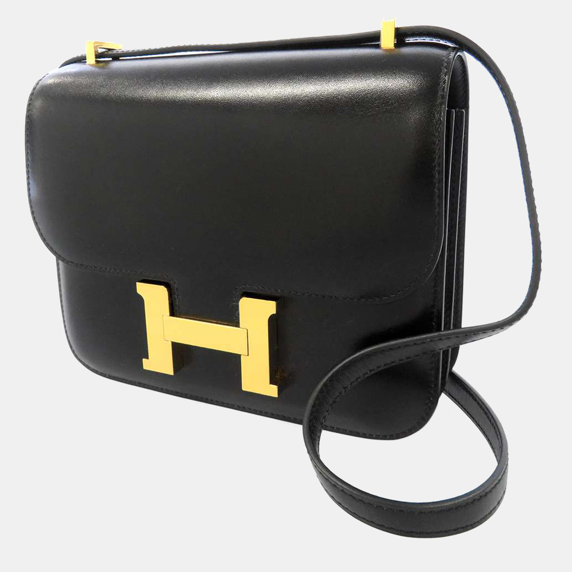 Hermes Black Box Calf Leather Mini Constance III Shoulder Bag