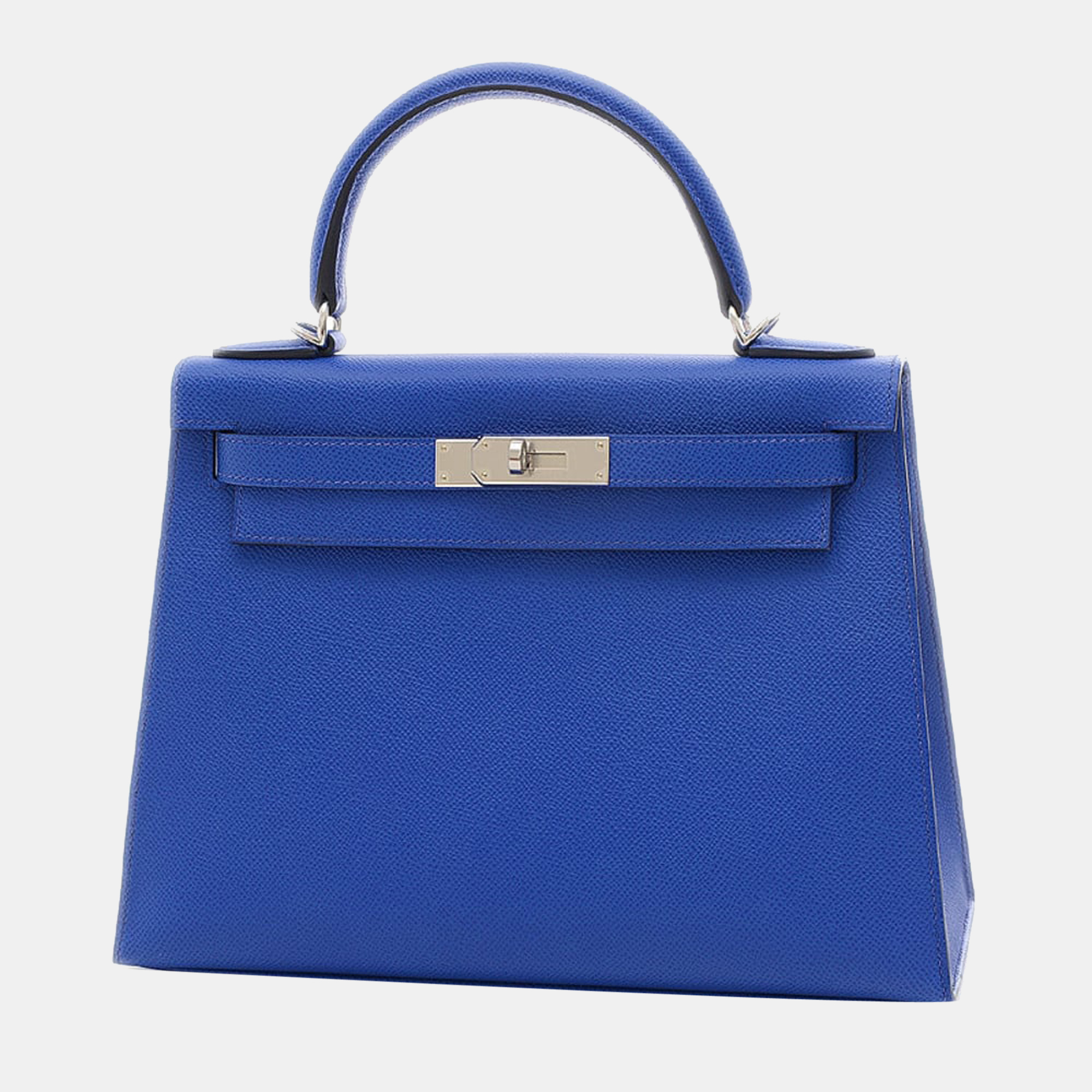 Hermes Kelly 28 Verso Outer Stitched Epson Handbag Blue France/Cassis Silver Metal Fittings U Engraved