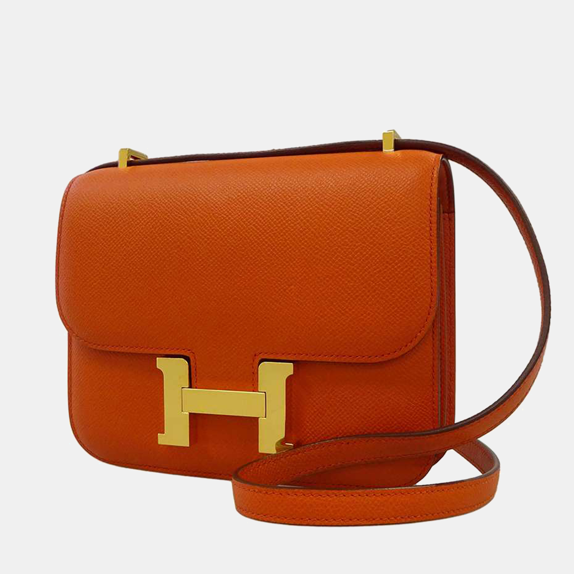 Hermes Orange Epsom Leather Mini Constance III Shoulder Bag