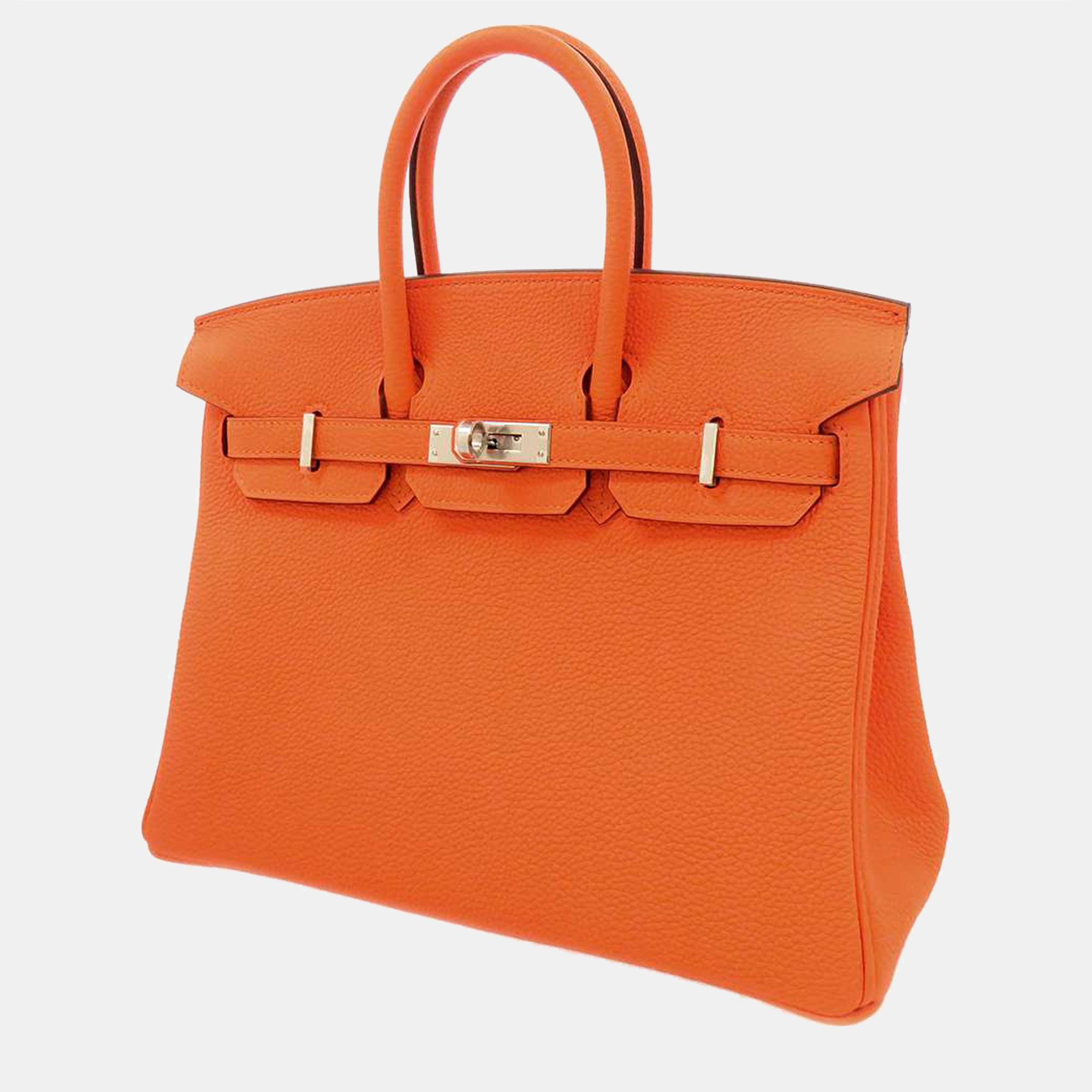 Hermes Orange Togo Leather Palladium Hardware Birkin 25 Bag