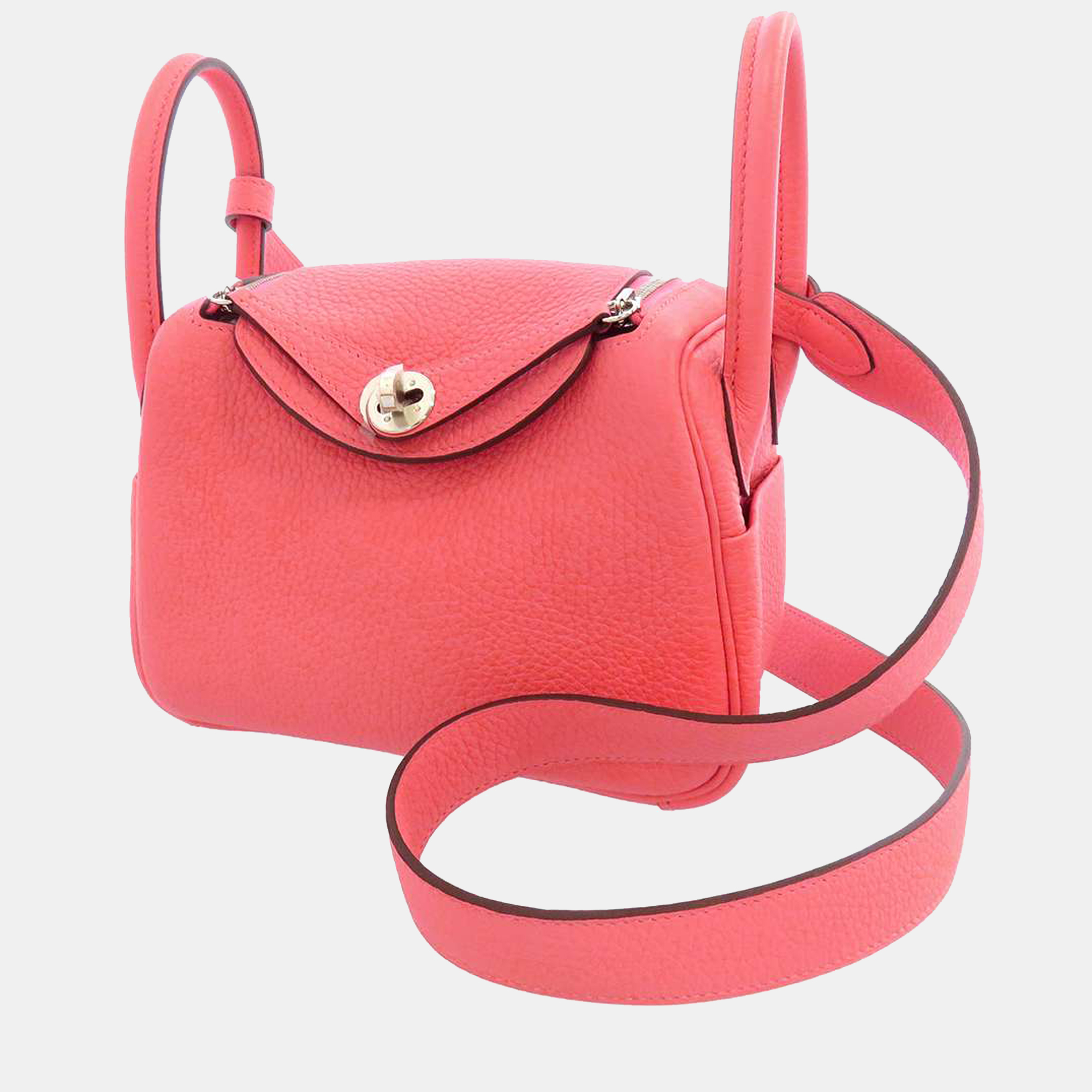 Hermes Pink Taurillon Clemence Leather Mini Lindy Shoulder Bag