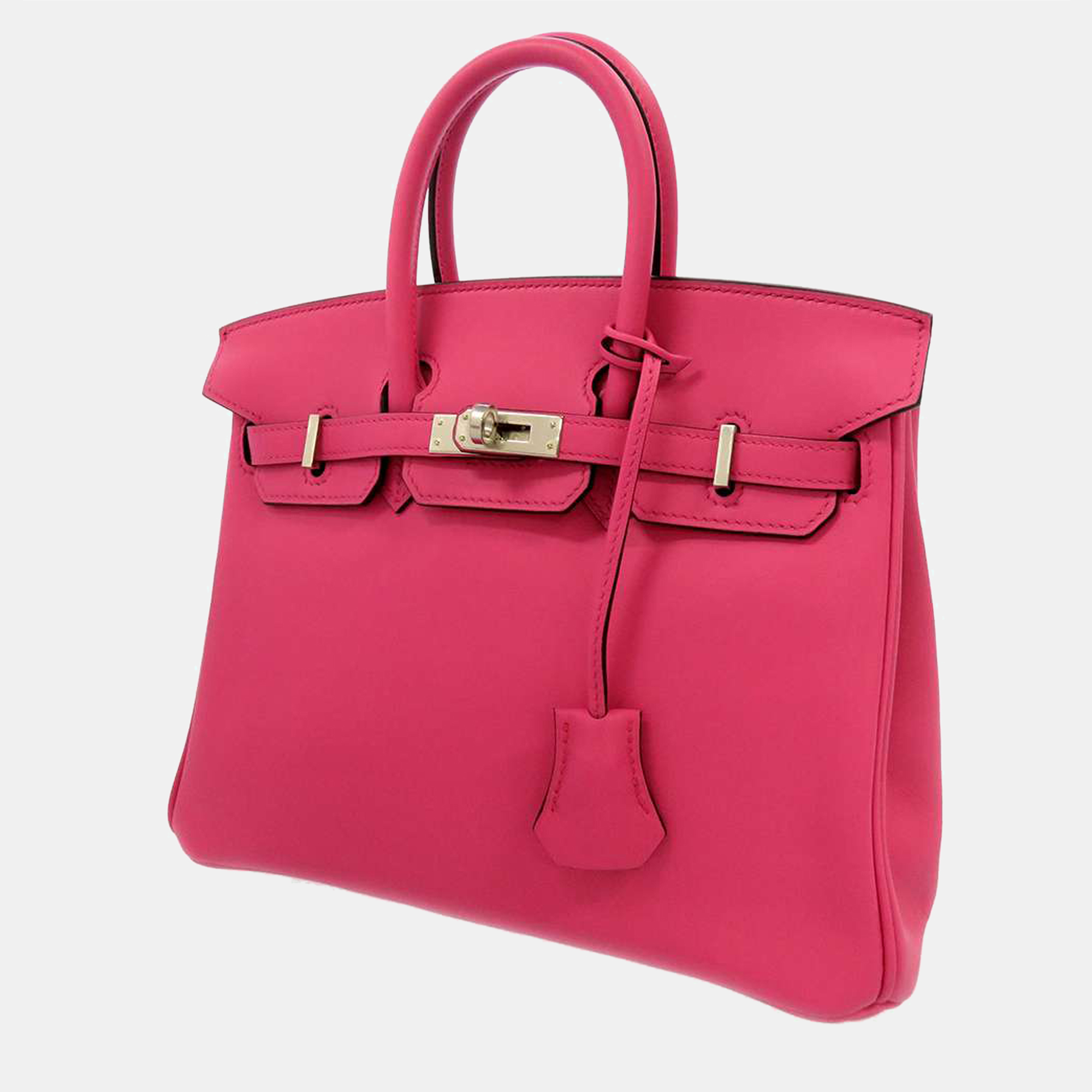 Hermes Pink Veau Jonathan Leather Palladium Hardware Birkin 25 Bag