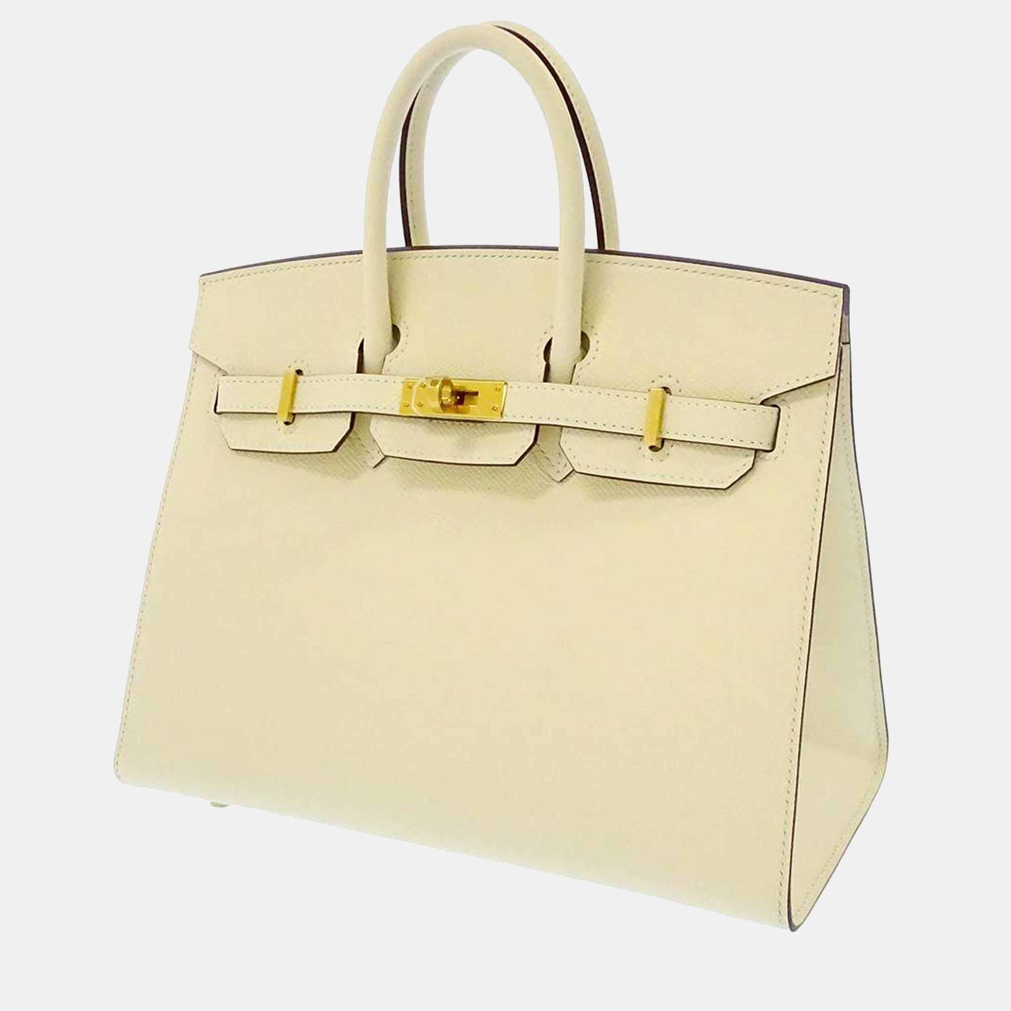 Hermes White Epsom Leather Gold Hardware Birkin Sellier 25 Bag