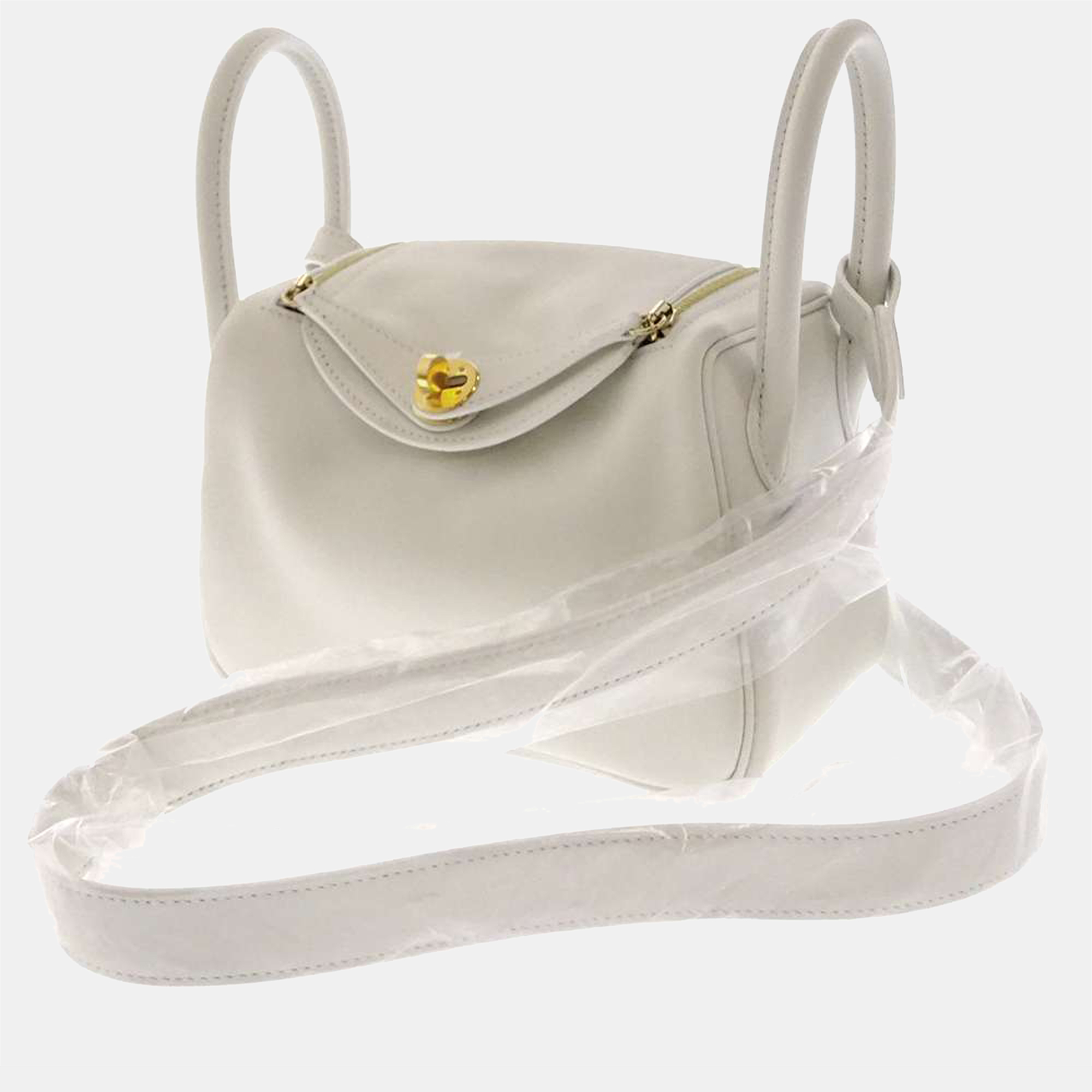 Hermes White Swift Leather Mini Lindy Shoulder Bag