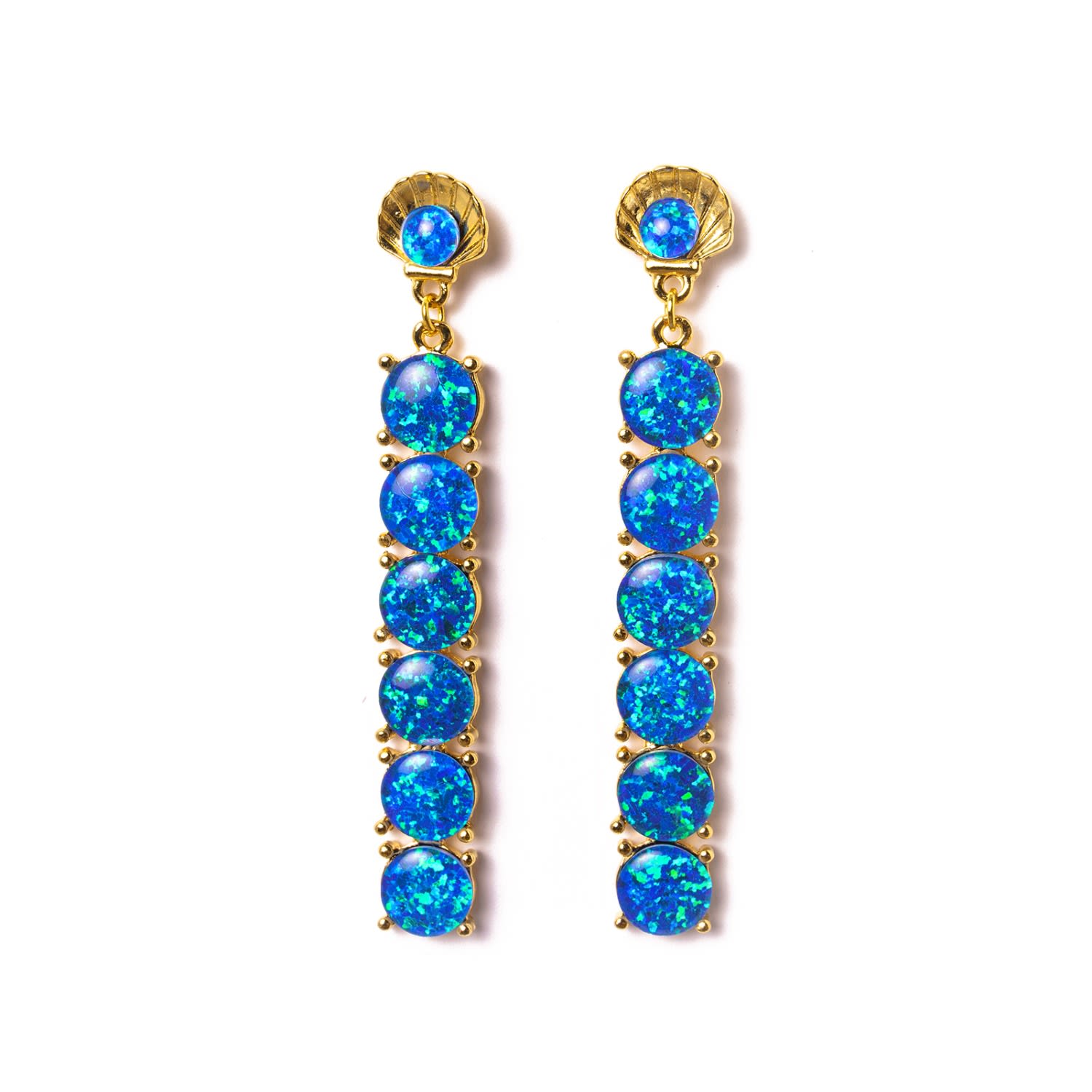 Women's Allure Statement Shell Opal Drop Earrings - Blue EUNOIA Jewels
