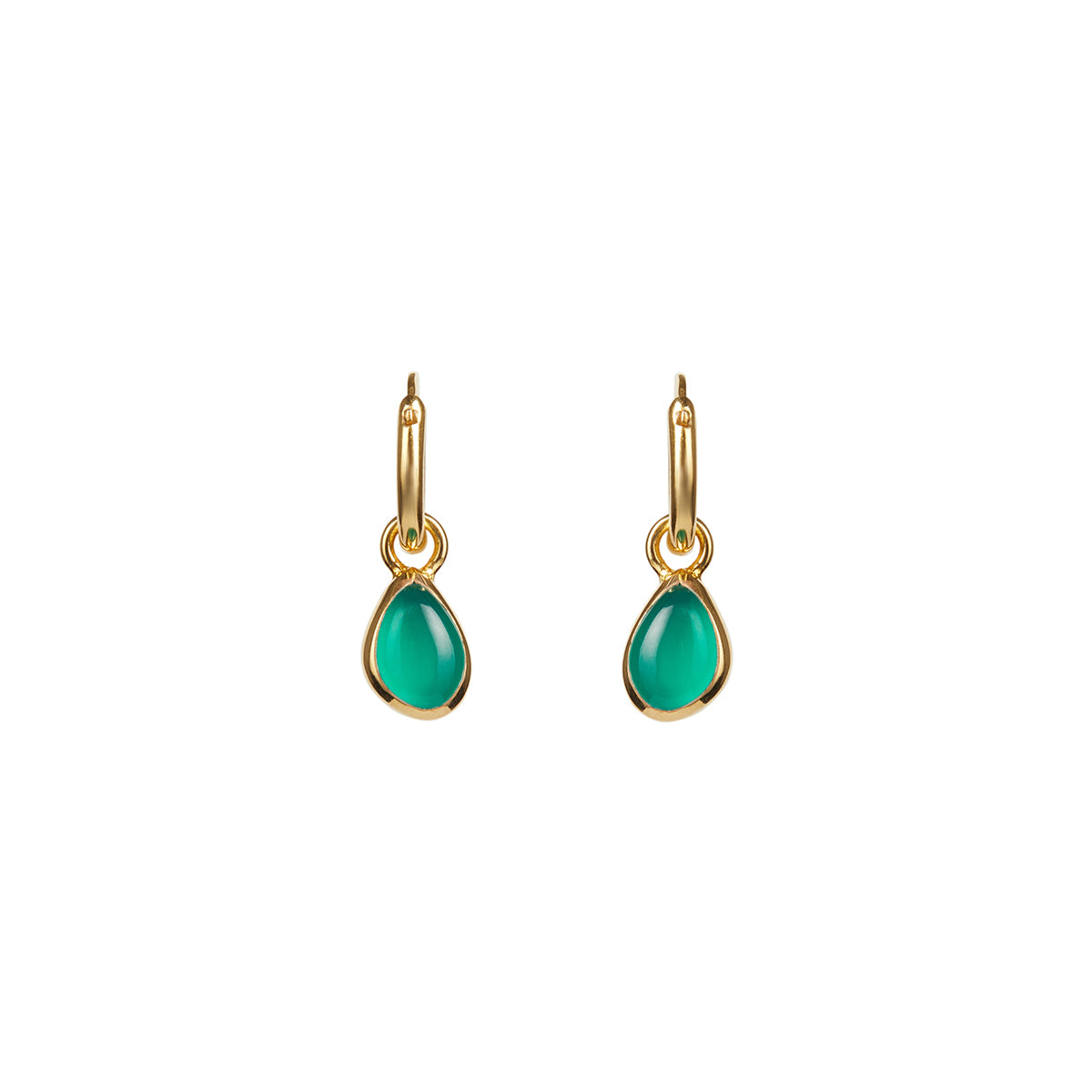 Women's Apollo Green Onyx Mini Hoop Earrings Gold Rachel Entwistle Jewellery