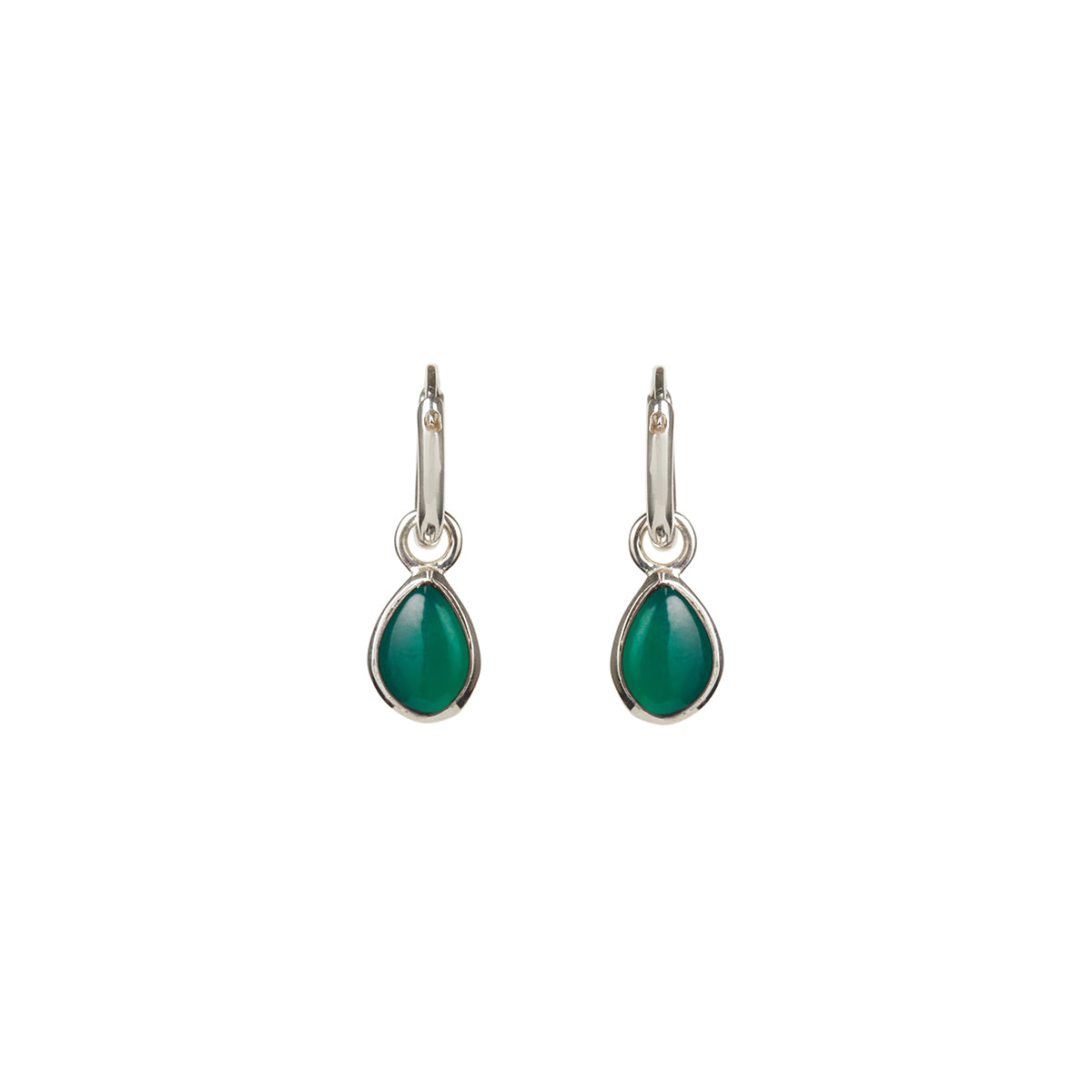 Women's Apollo Green Onyx Mini Hoop Earrings Silver Rachel Entwistle Jewellery