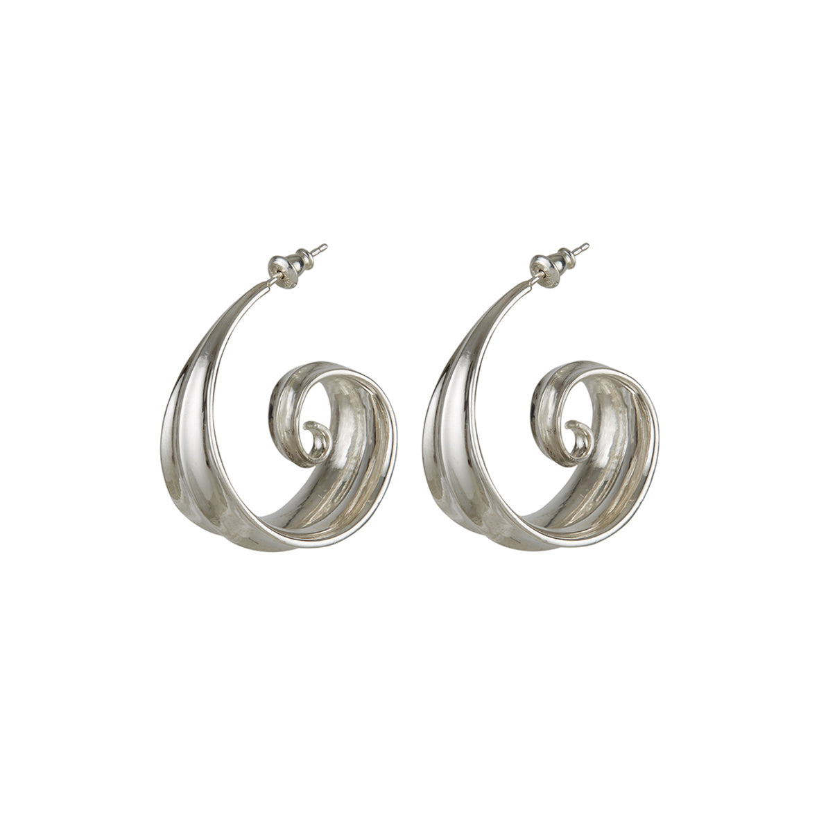 Women's Athena Spiral Hoop Earrings Silver Rachel Entwistle Jewellery
