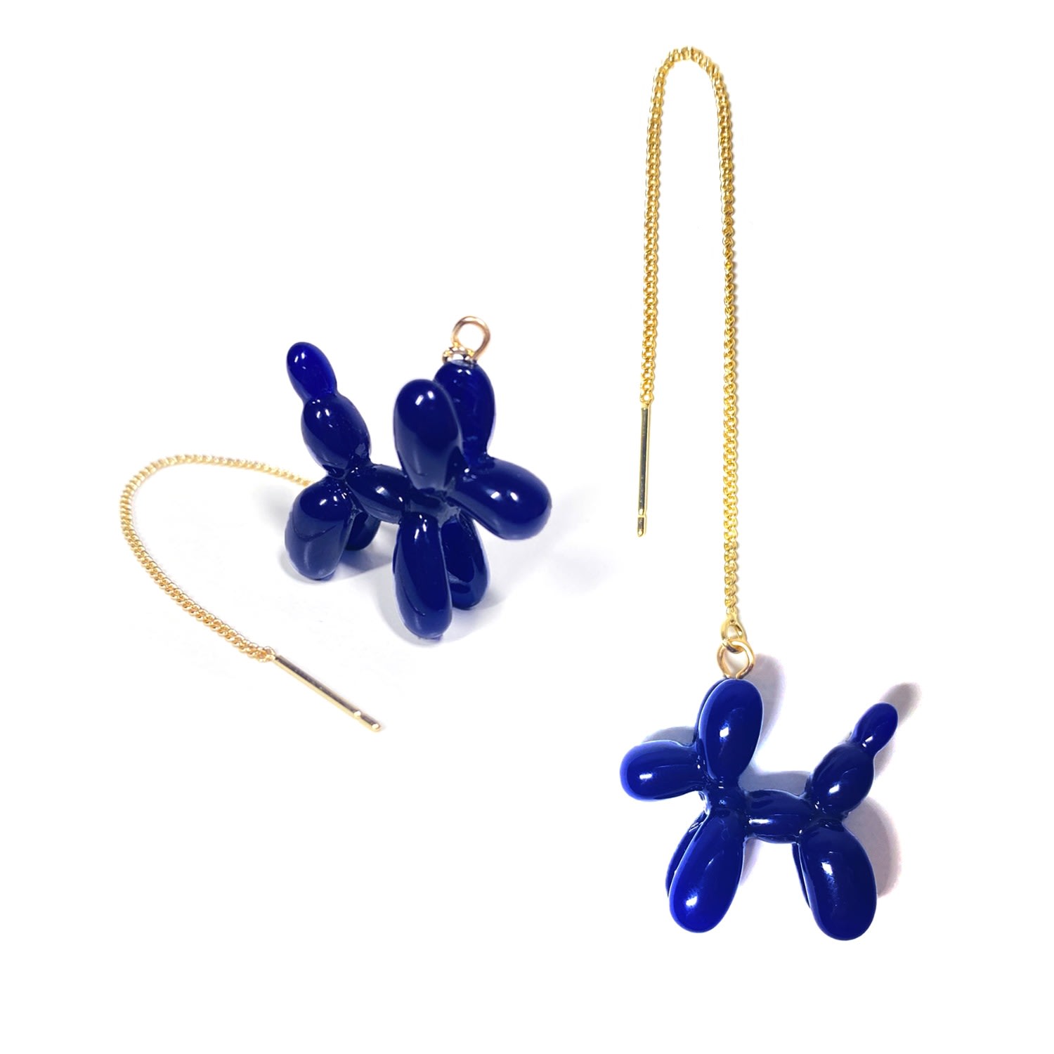 Women's Balloon Poodle Threader Earrings - Blue Ninemoo