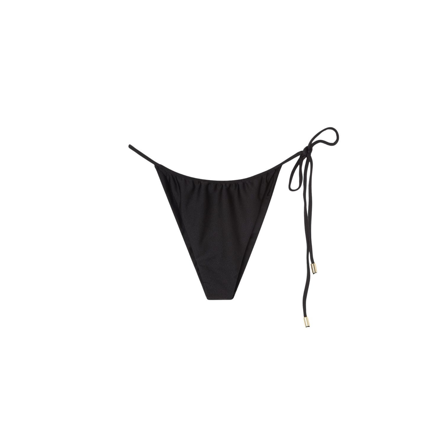 Women's Bella Tie-Side Bikini Bottom In Lustrous Black Small AJLA THE LABEL