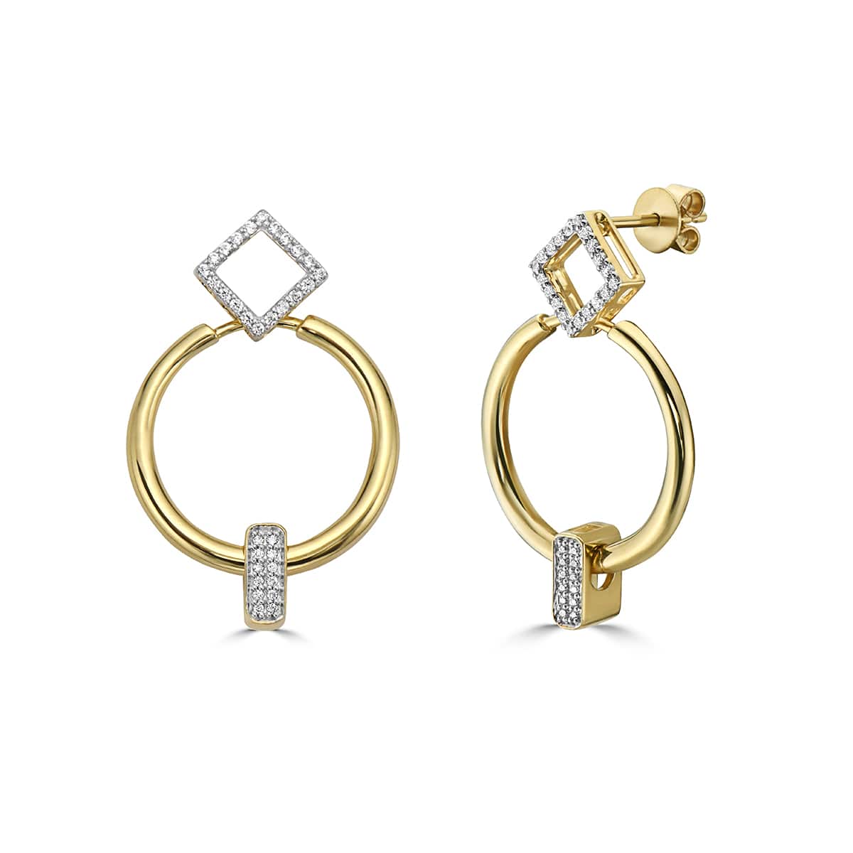 Women's Connection Diamond Detachable Earrings In Yellow Gold Mansi Jewelry
