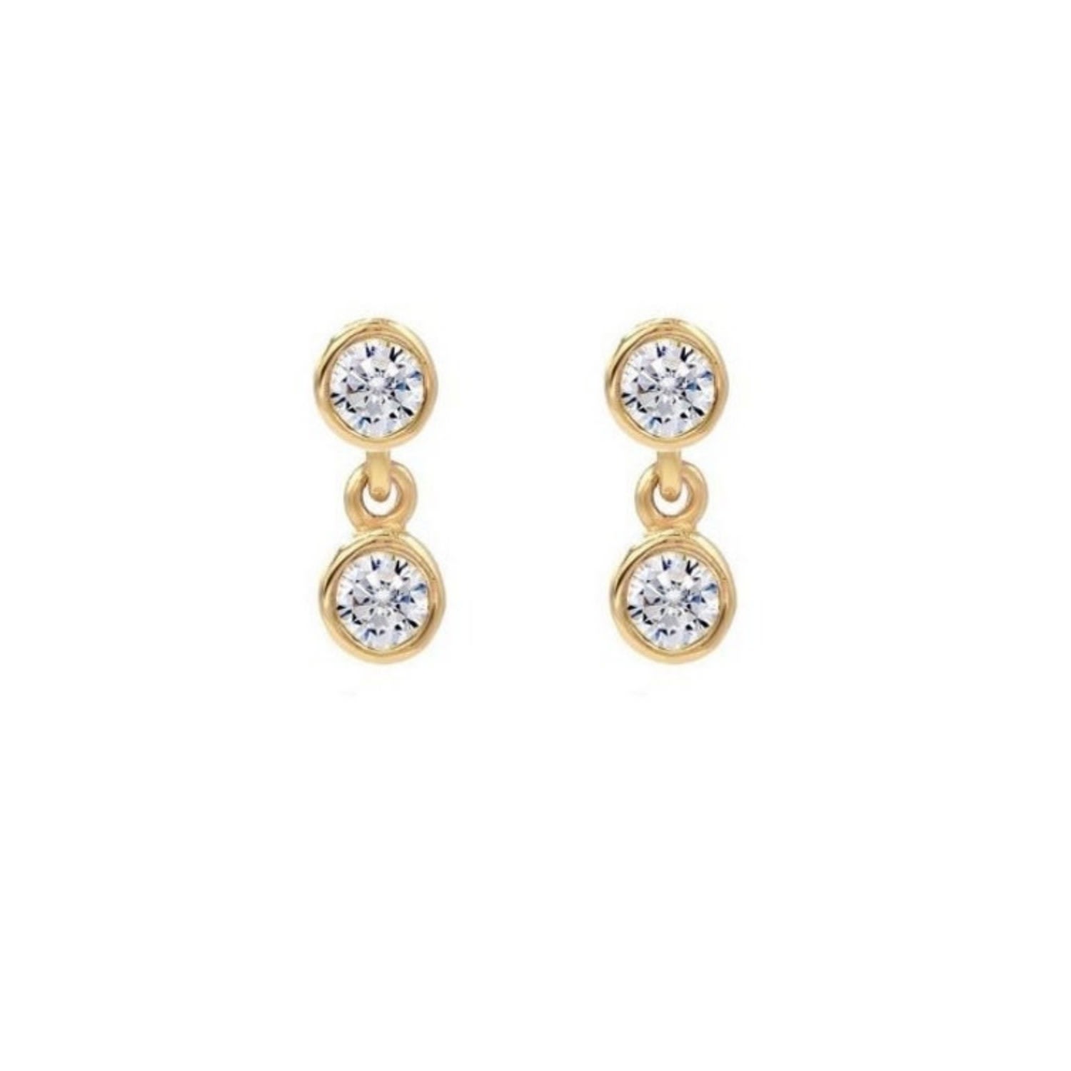 Women's Gold 2 Diamond Drop Earrings Lily Flo Jewellery