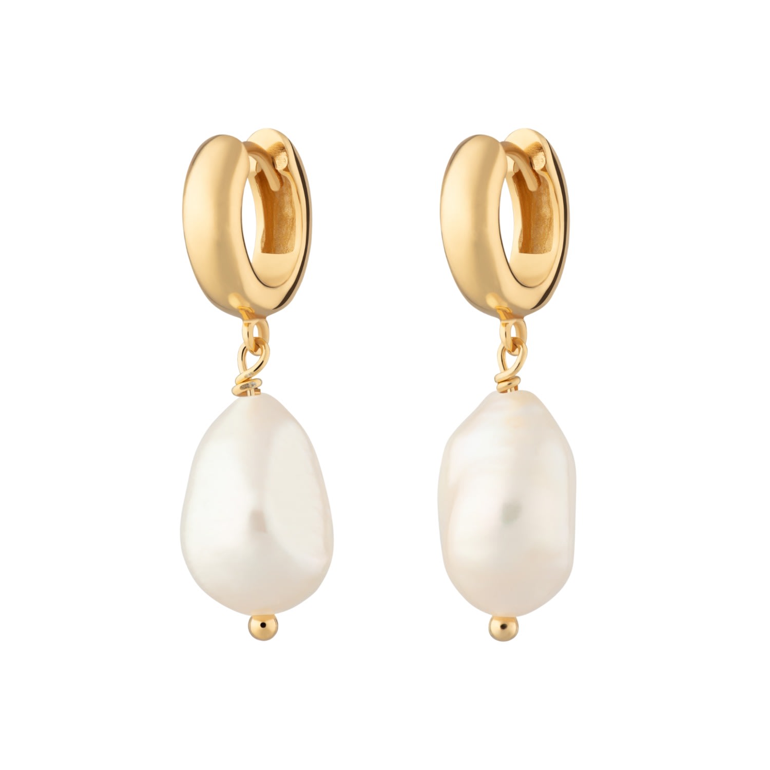 Women's Gold Baroque Pearl Huggie Earrings Scream Pretty