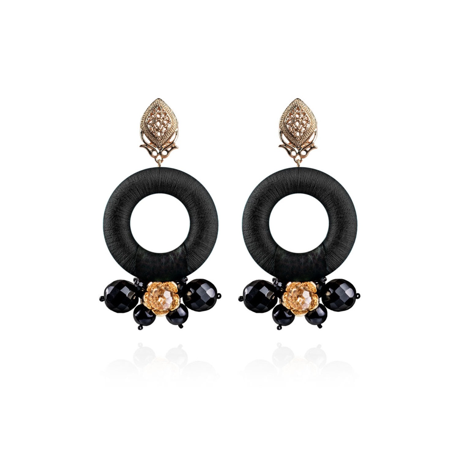 Women's Gold / Black Daphne Earrings In Sable Noir Saule Label