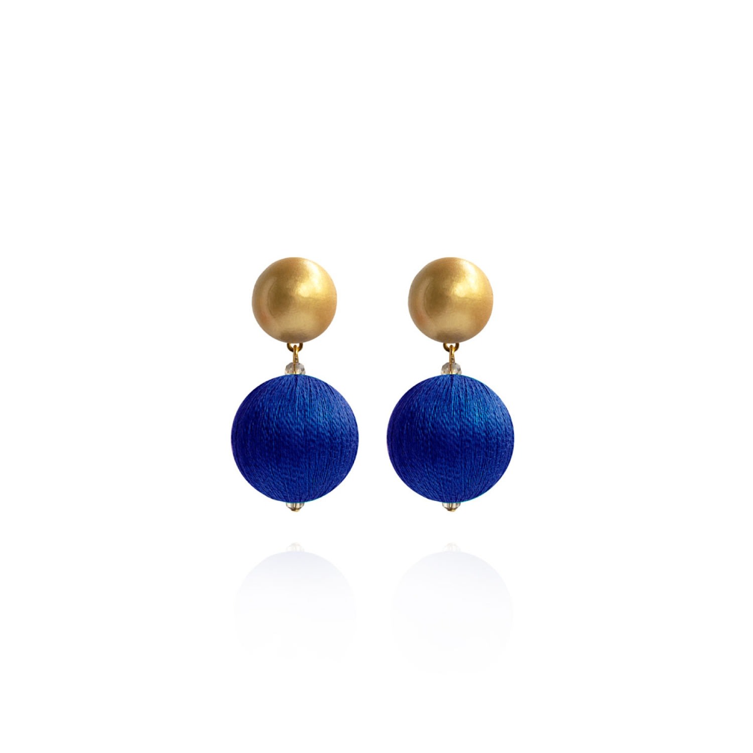 Women's Gold / Blue Sonia Petite Earrings In Navy Wave Saule Label
