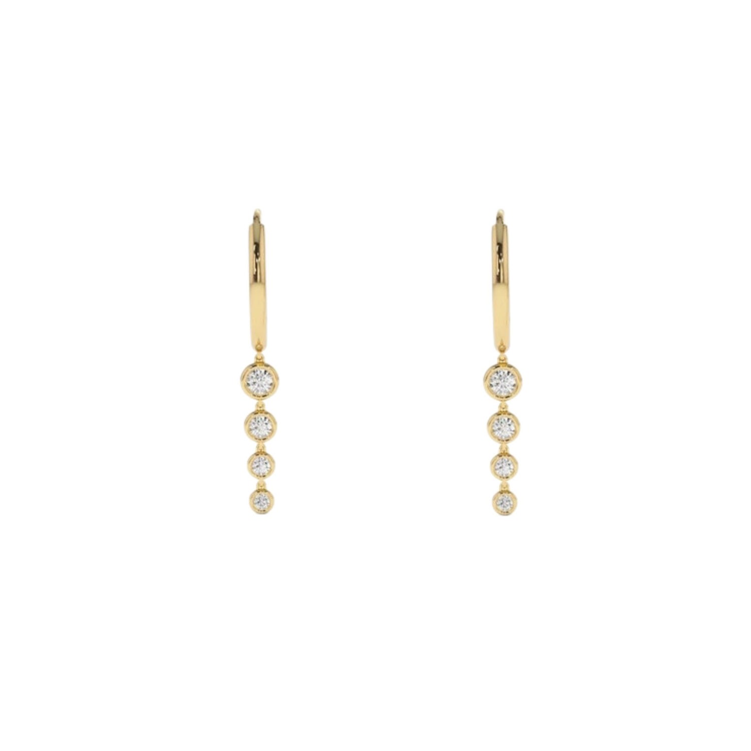 Women's Gold Diamond Drop Hoop Earrings Lily Flo Jewellery