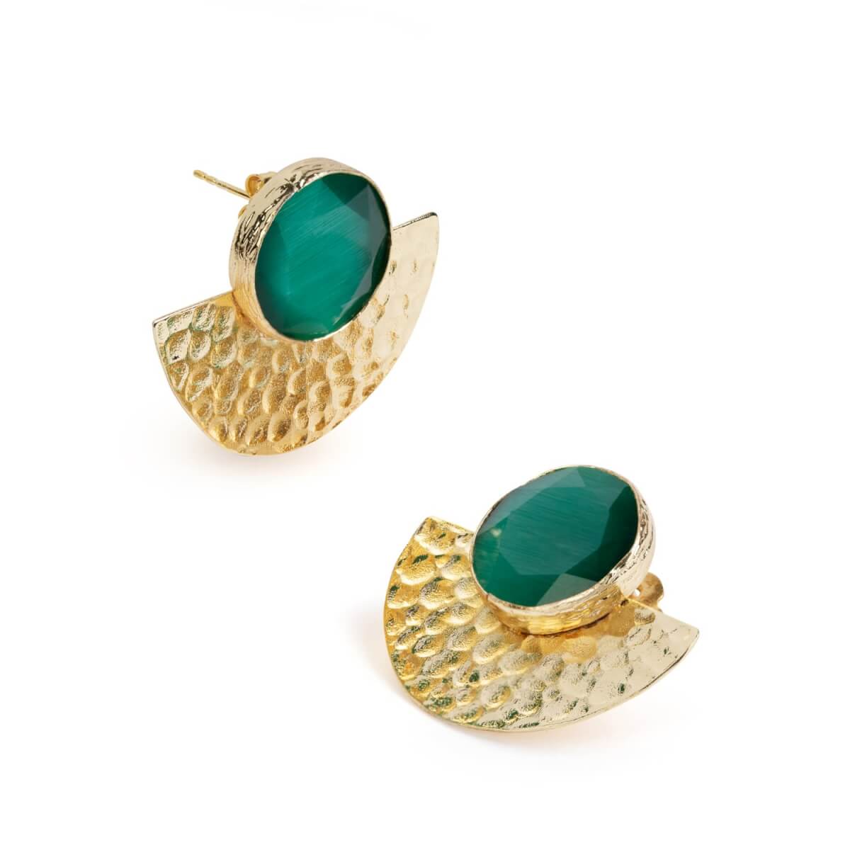 Women's Gold / Green Elissa Fan Stud Earrings Etta Gray