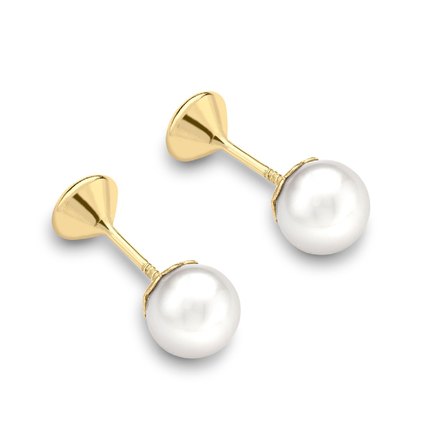 Women's Gold Pearl And Cz Stud Earrings Posh Totty Designs