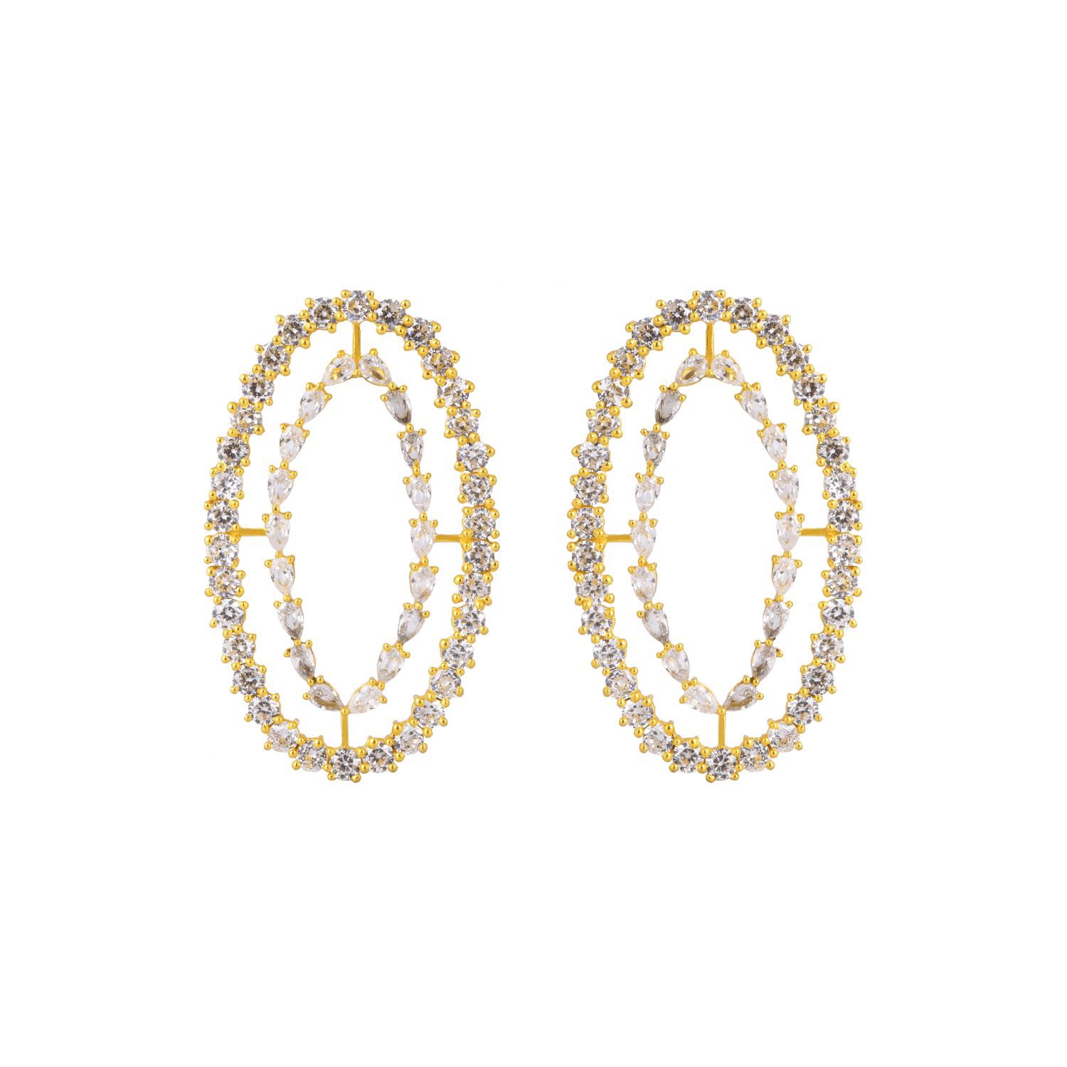 Women's Gold / White Rivoli White Earrings LAVANI JEWELS