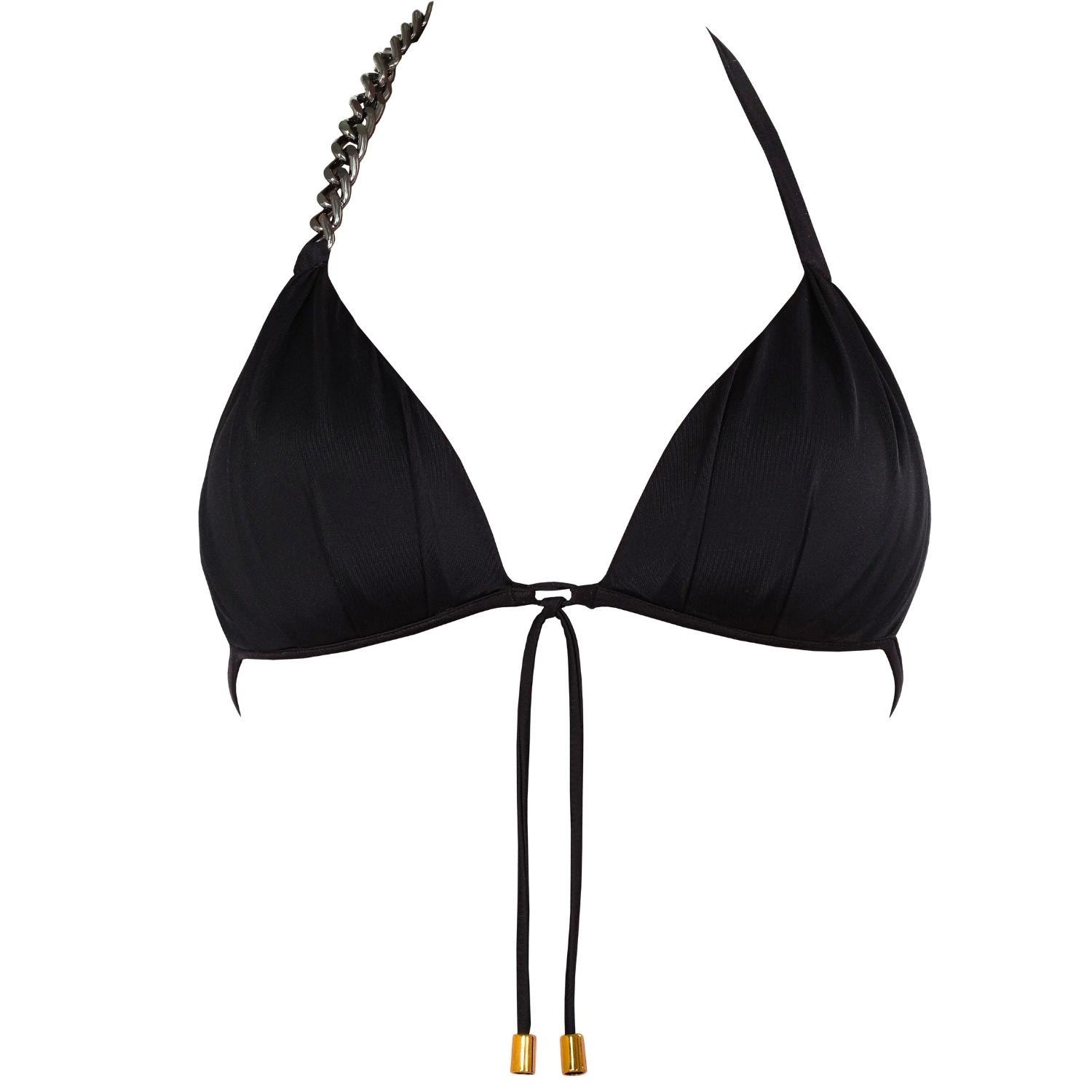 Women's Lisome Bikini Bra With Black Decorative Metal Chain And Golden Details In Black Extra Small ANTONINIAS