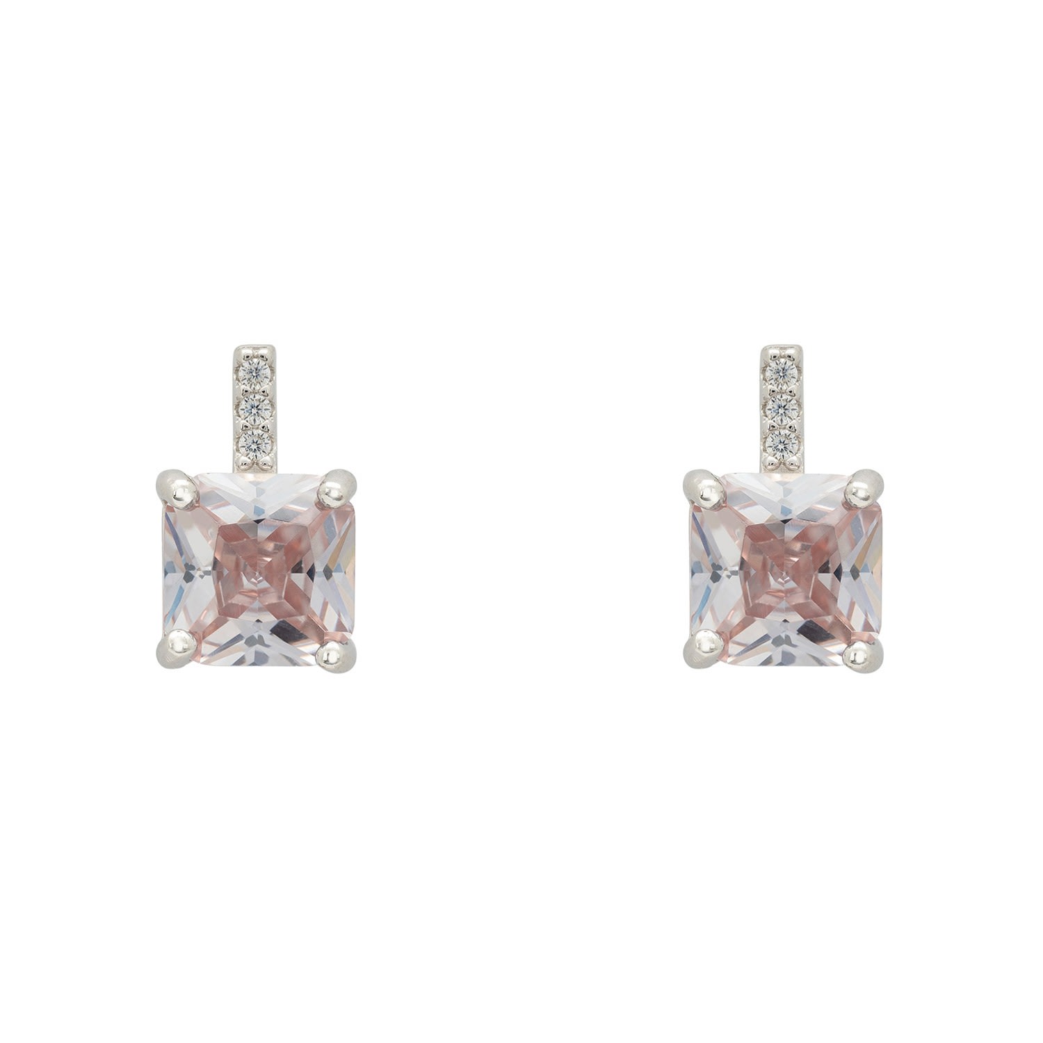 Women's Neutrals / White / Silver Aria Crystal Stud Earrings Clear Silver LATELITA