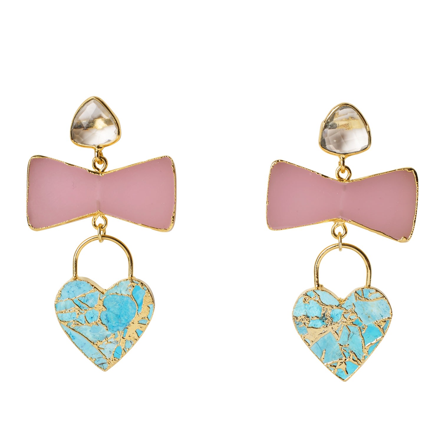 Women's Pink / Purple / Gold Molten Heart Earrings Turquoise Pink YAA YAA LONDON