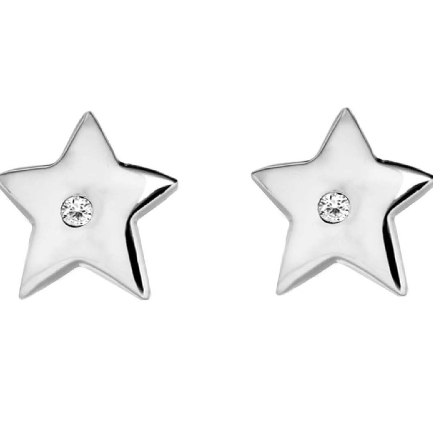 Women's Sterling Silver Diamond Star Stud Earrings Posh Totty Designs