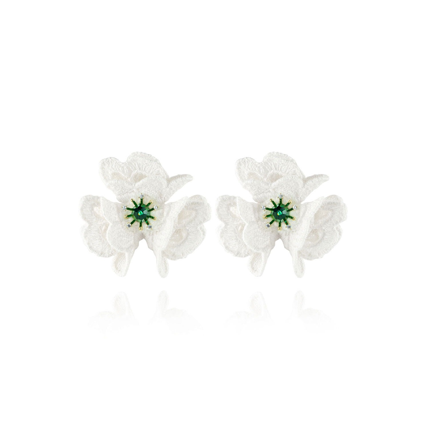 Women's White Bella Earrings In Emerald Wink Saule Label