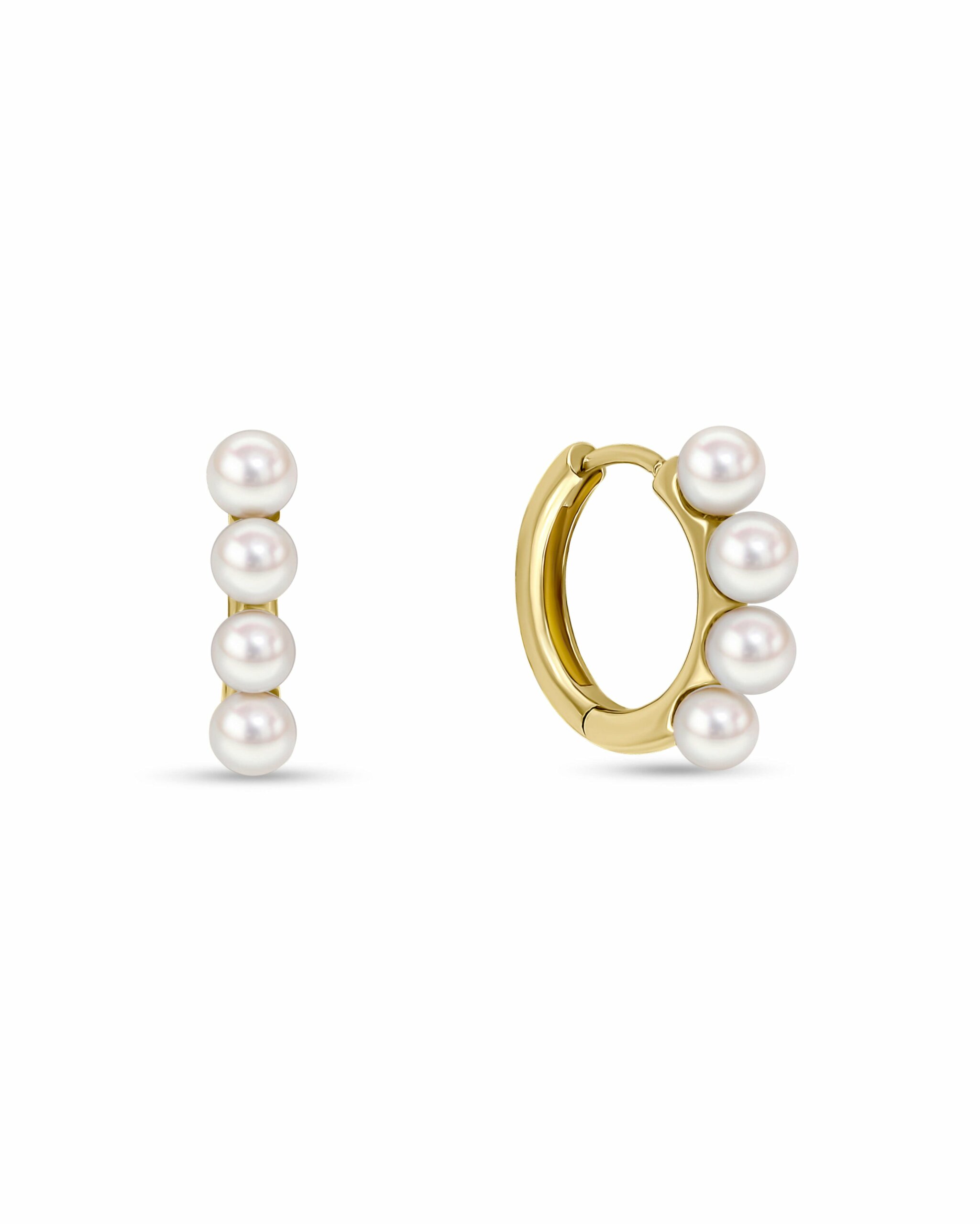 Women's White / Gold Lulu Huggie Hoop Pearl Solid Gold Earrings Pearloir