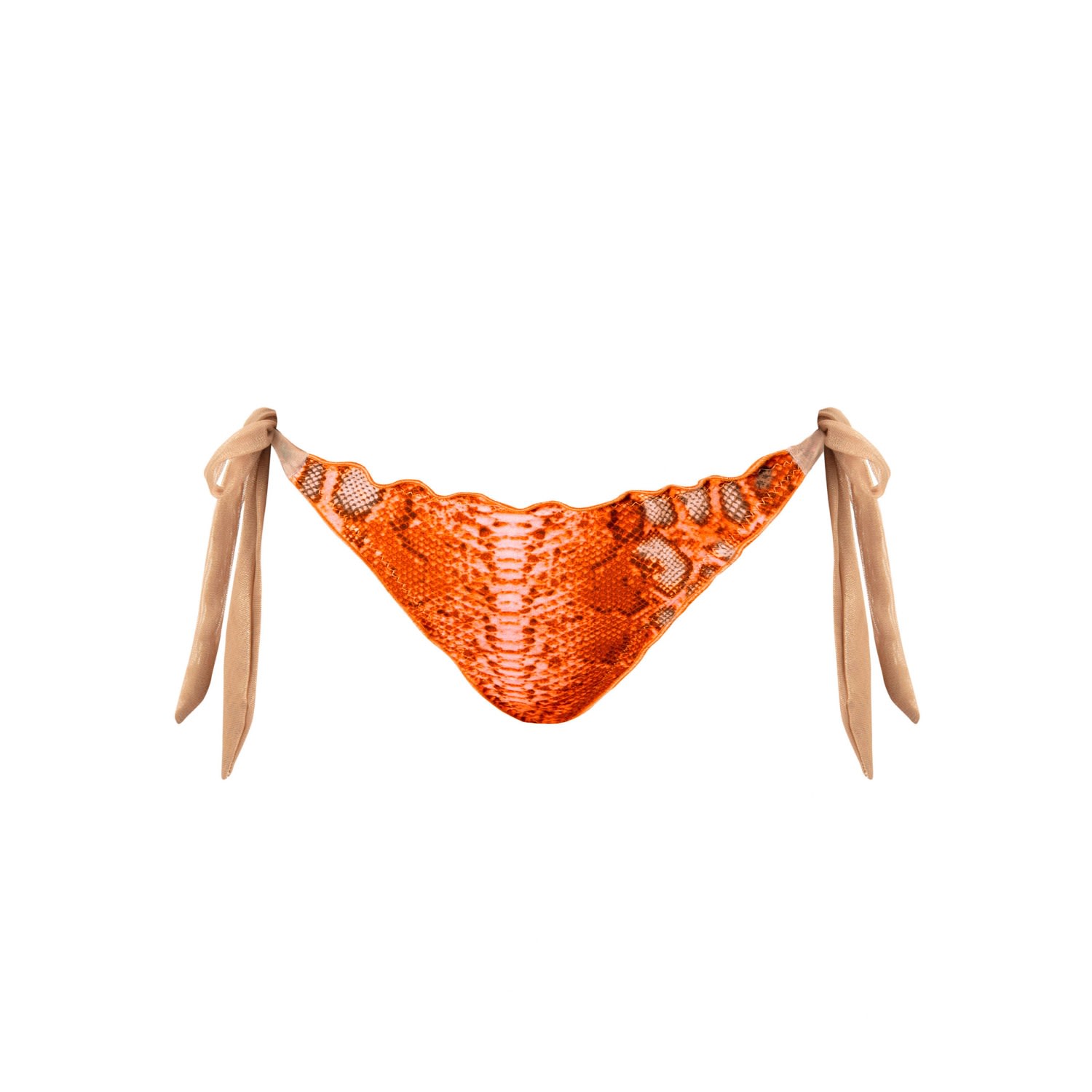 Women's Yellow / Orange / Rose Gold Ibiza Tangerine Animal Print Tie Side Bikini Bottoms Sara Cala Bonita - Orange Extra Small ELIN RITTER IBIZA