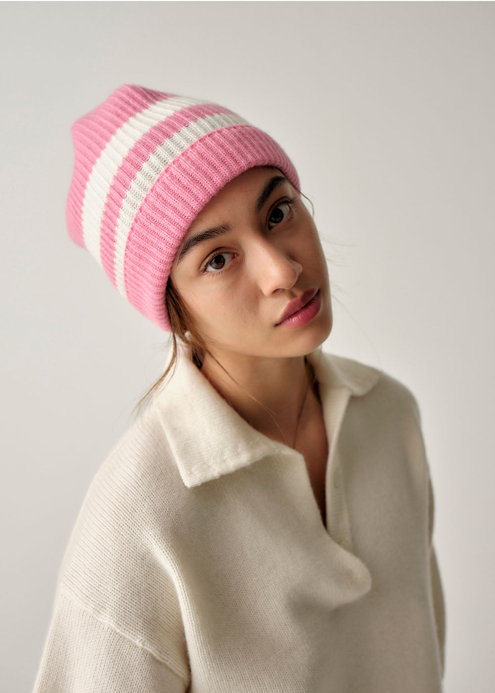 Bia Beanie - One Size / Blossom Pink/Ivory