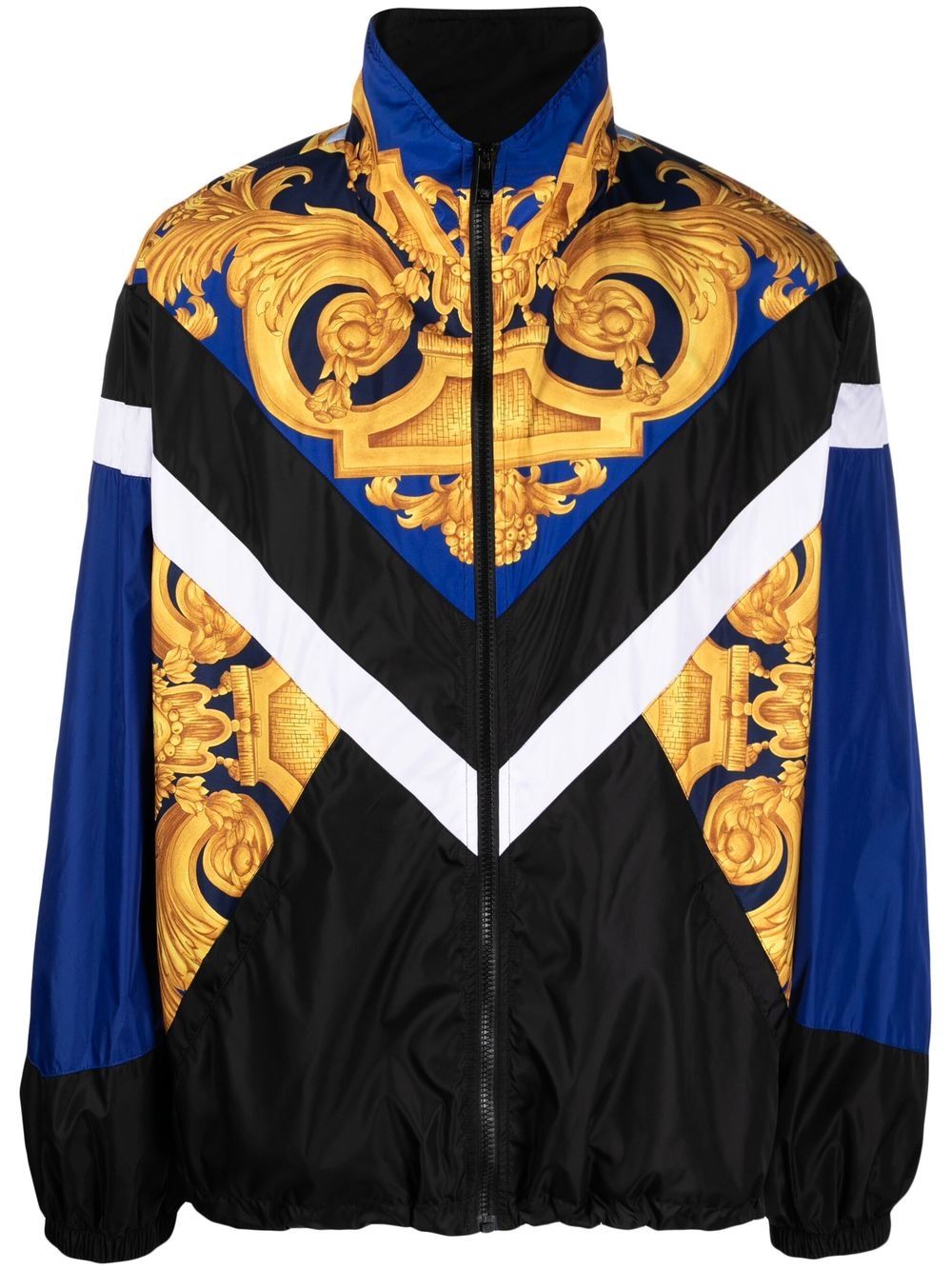 Versace Baroque-print zip-up jacket - Black