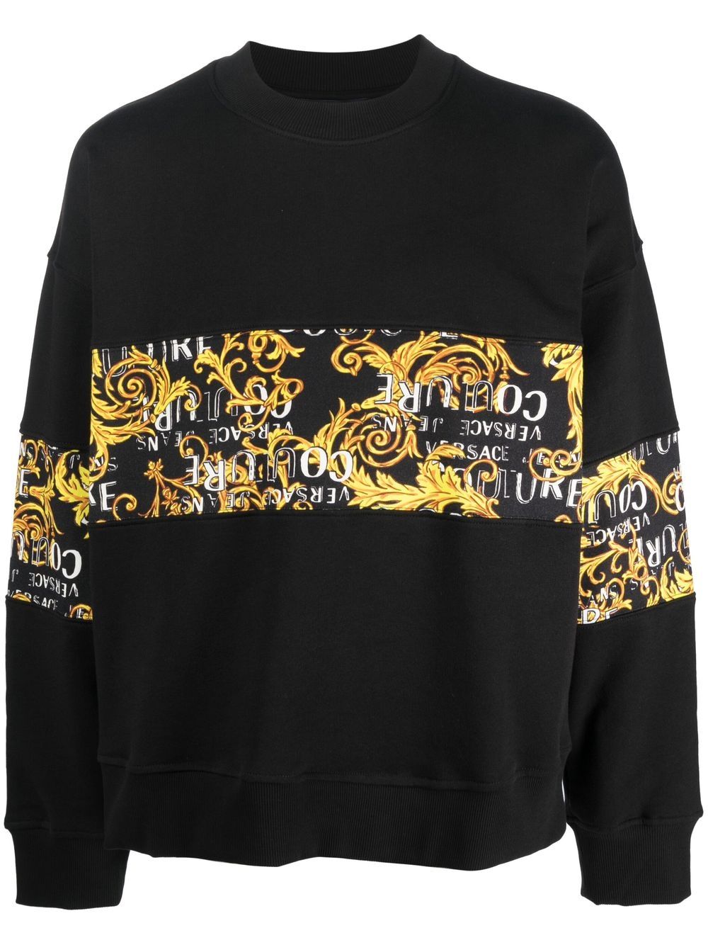 Versace Jeans Couture baroque pattern-print crew neck sweatshirt - Black