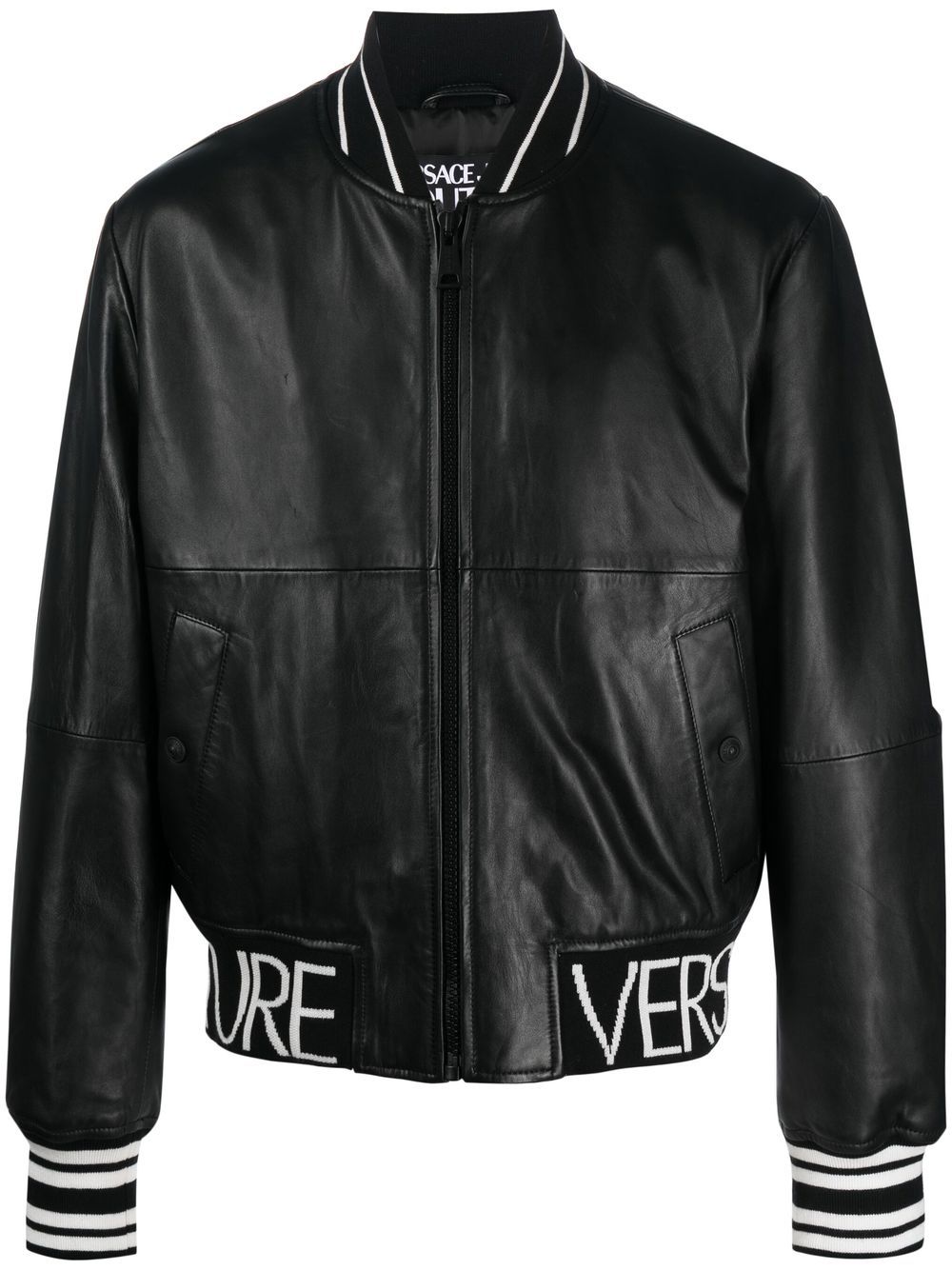 Versace Jeans Couture intarsia-knit logo bomber jacket - Black