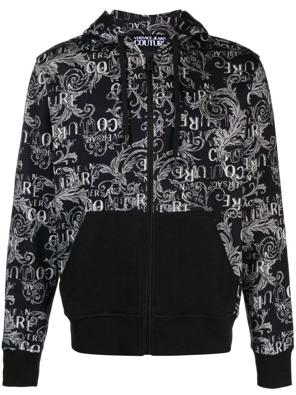 Versace Jeans Couture logo-print detail hooded jacket - Black