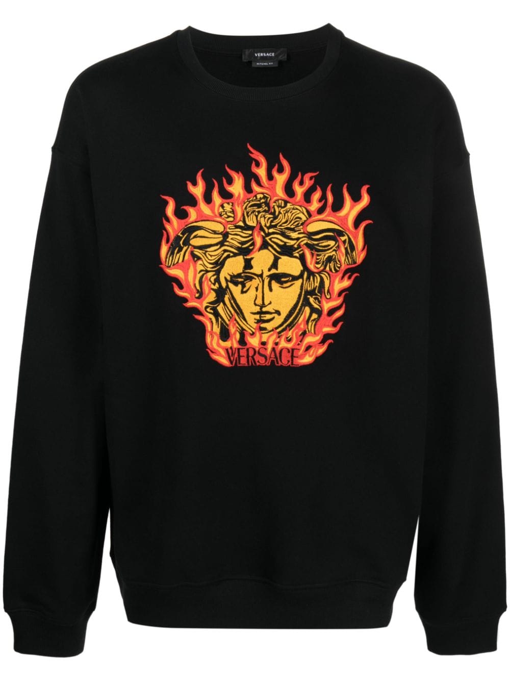 Versace Medusa Flame-embroidered cotton sweatshirt - Black