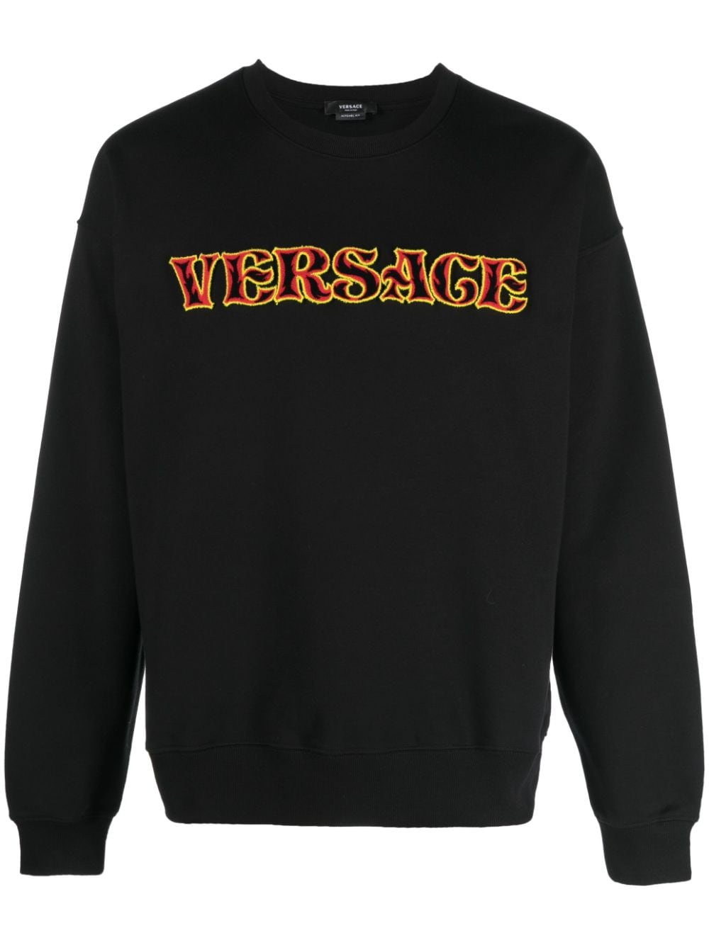 Versace logo-embroidered cotton sweatshirt - Black