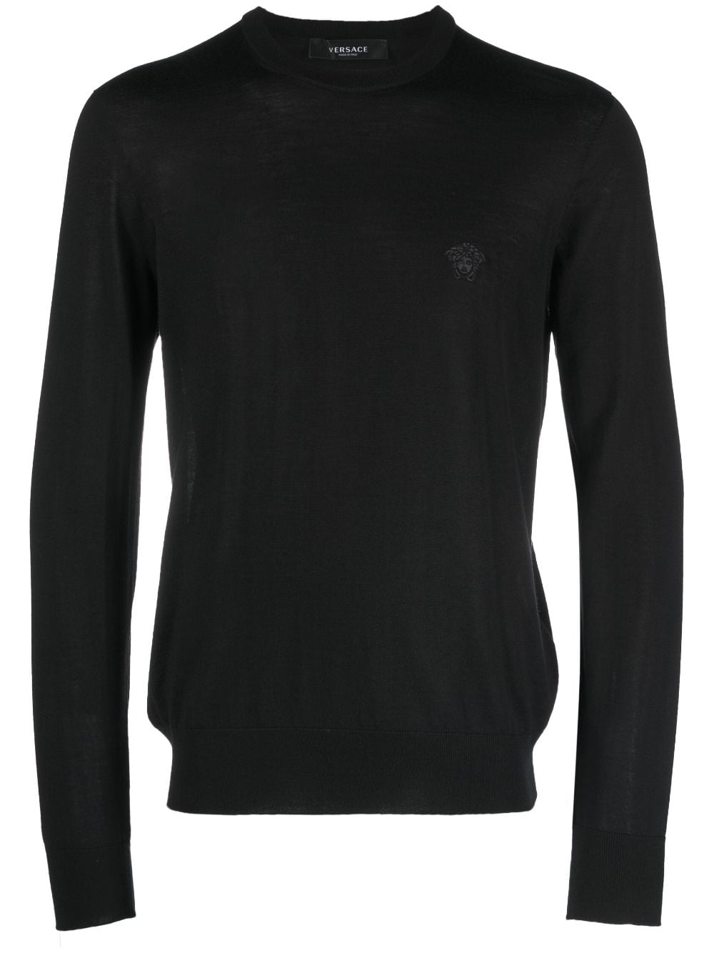 Versace logo-embroidered knitted sweatshirt - Black