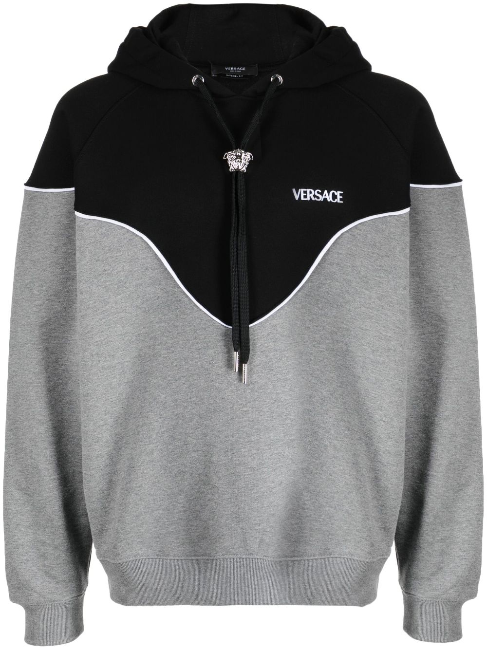 Versace logo-print panelled hoodie - Black