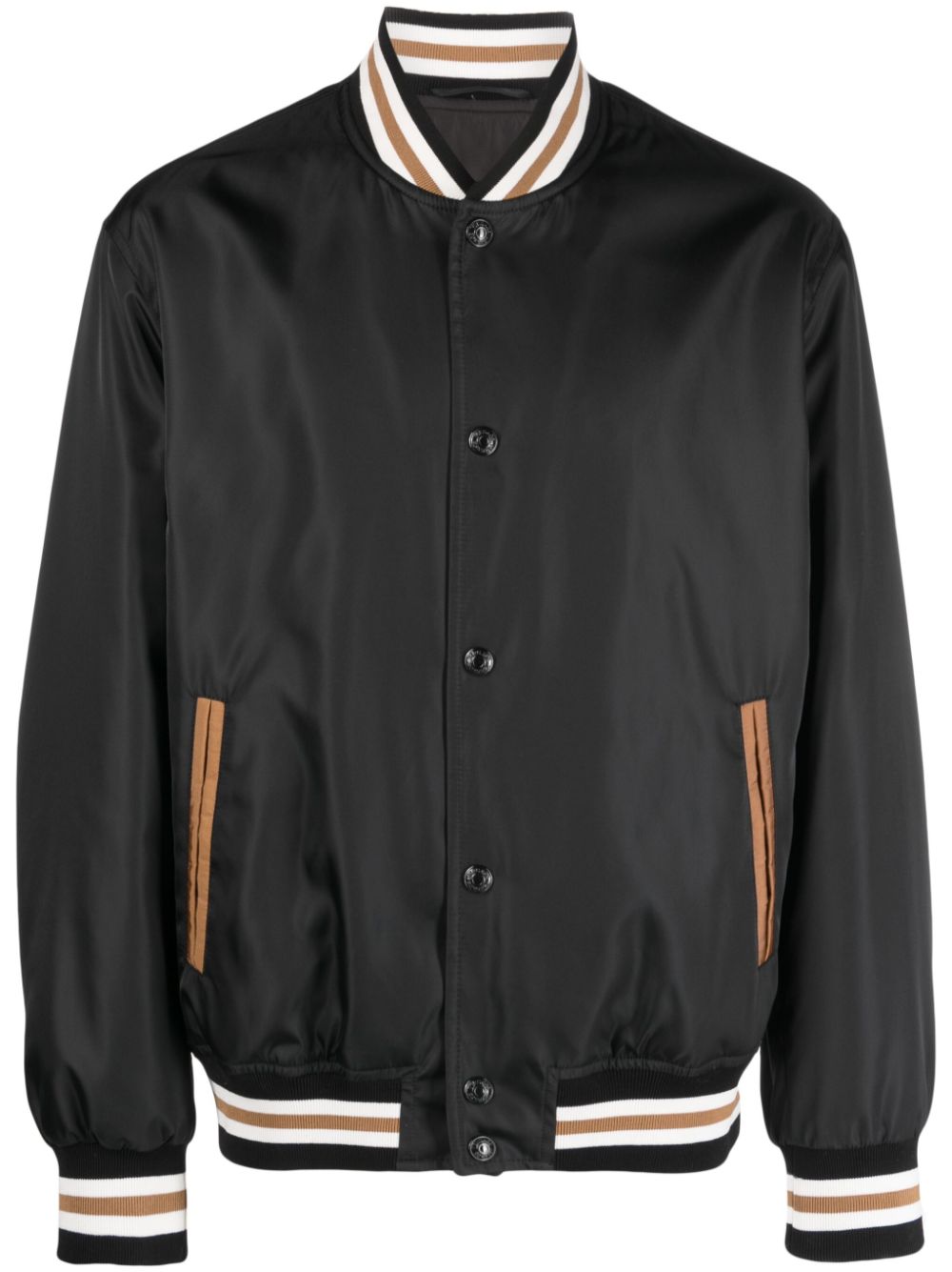 Versace stripe-detail bomber jacket - Black