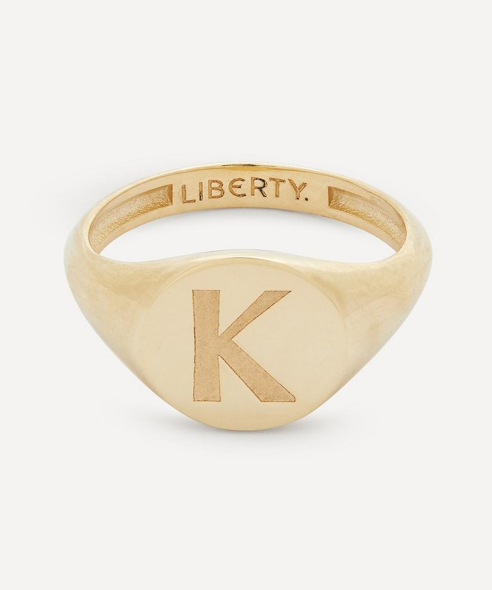 9ct Gold Initial Liberty Signet Ring - K