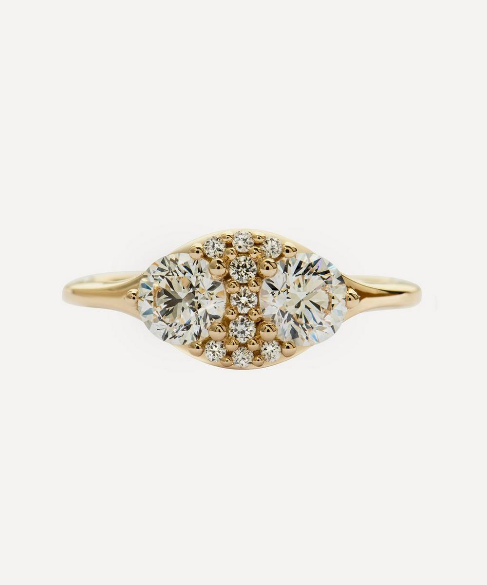 Artemer 18ct Gold Dual Diamond Cluster Engagement Ring