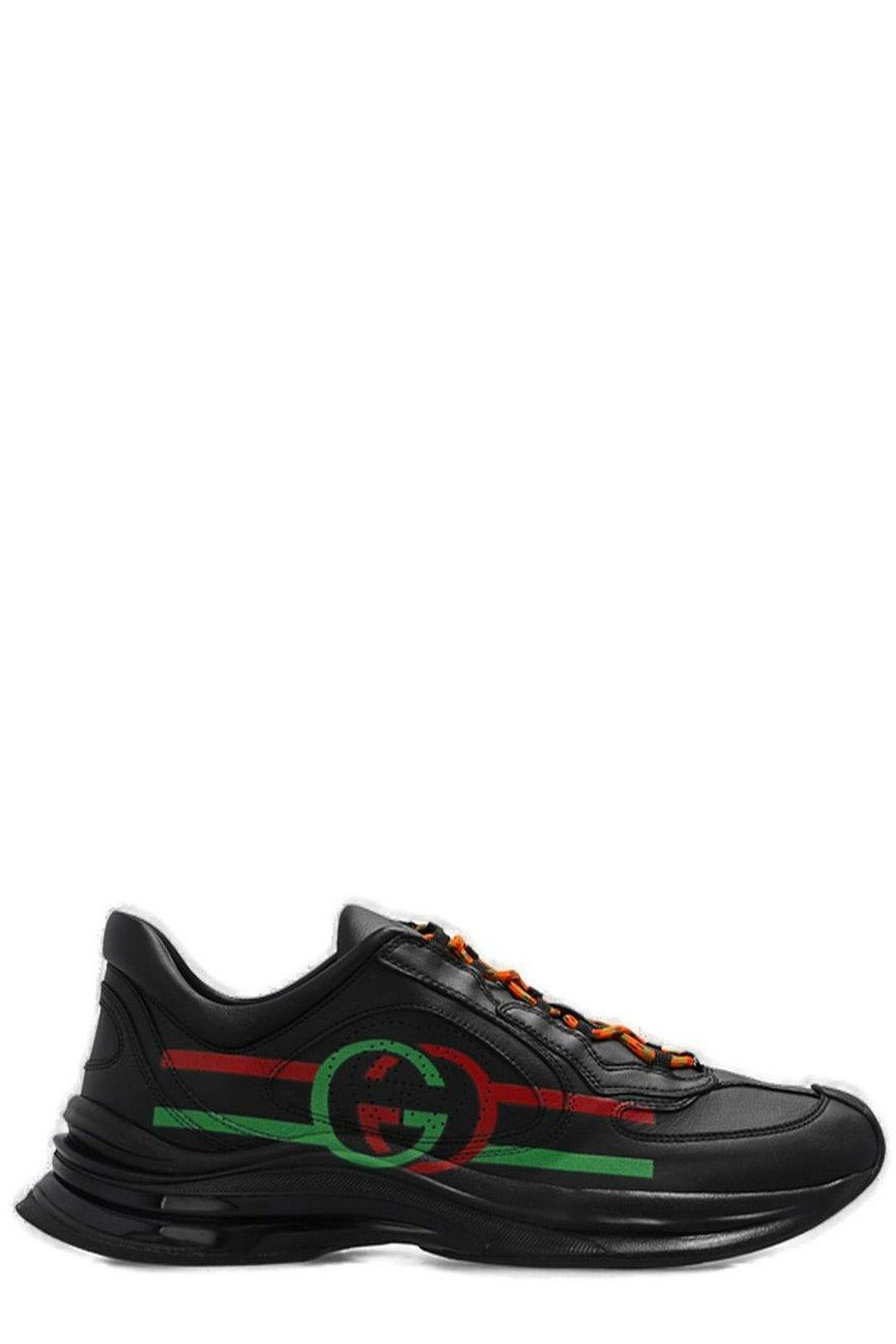 Gucci Run Side-Stripe Lace-Up Sneakers