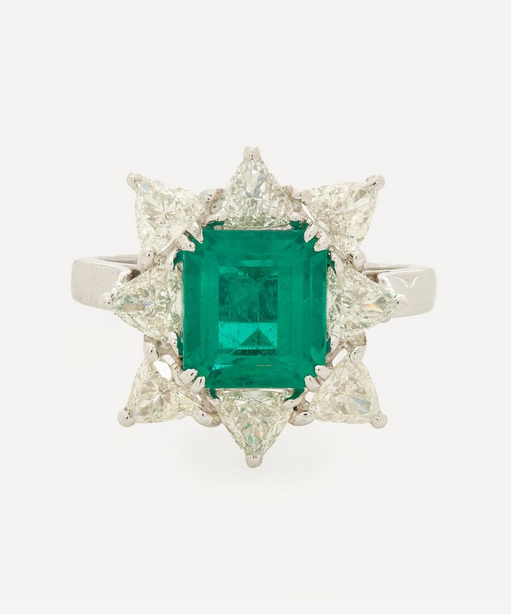Kojis 18ct White Gold Emerald And Diamond Cocktail Ring