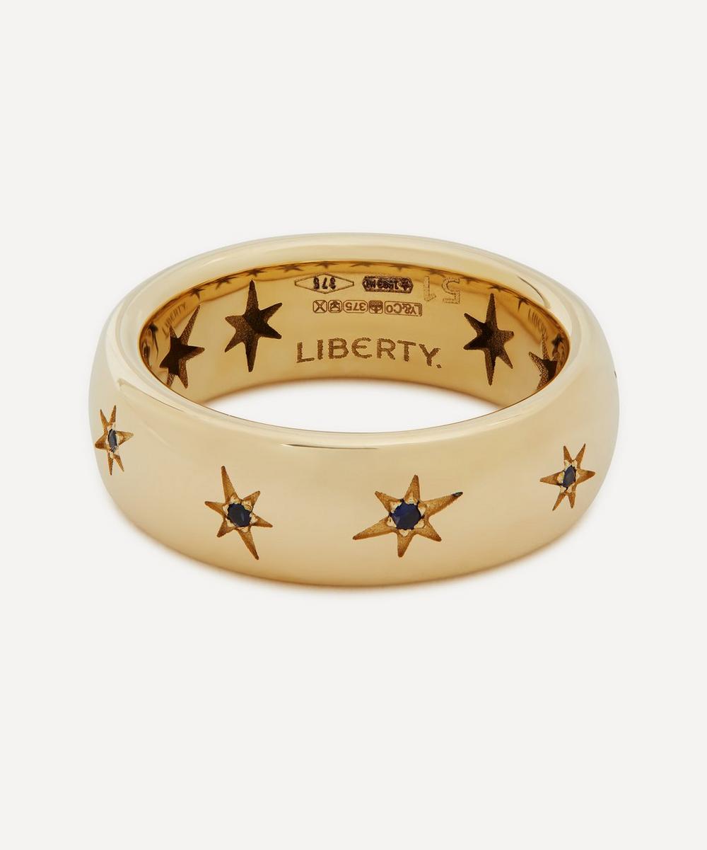 Liberty 9ct Gold Handmade Ianthe Star Blue Sapphire Medium Band Ring