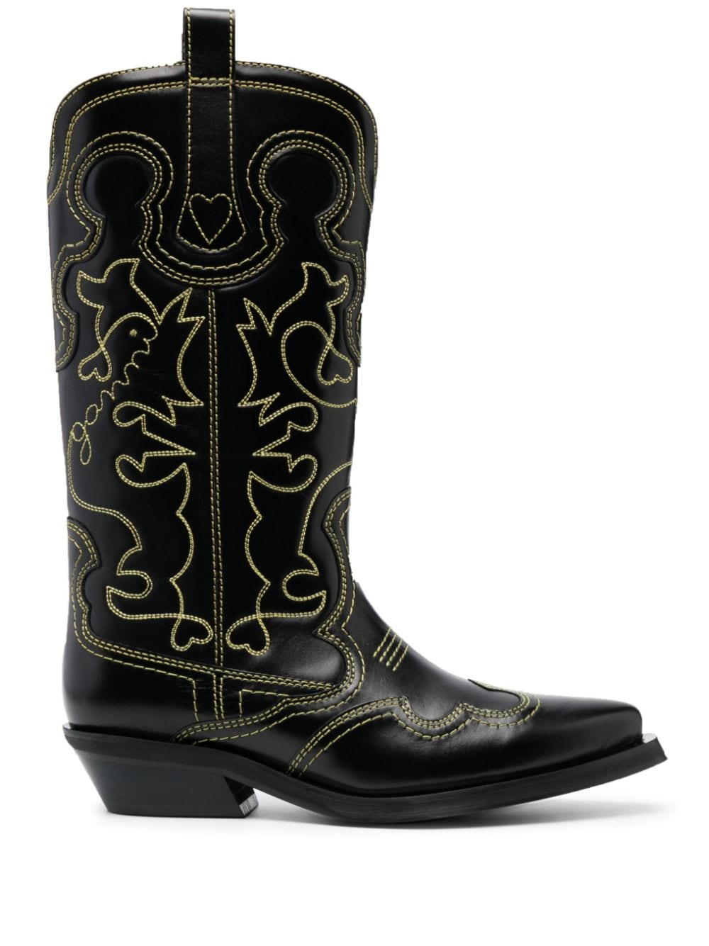 GANNI 45mm western leather boots - Black