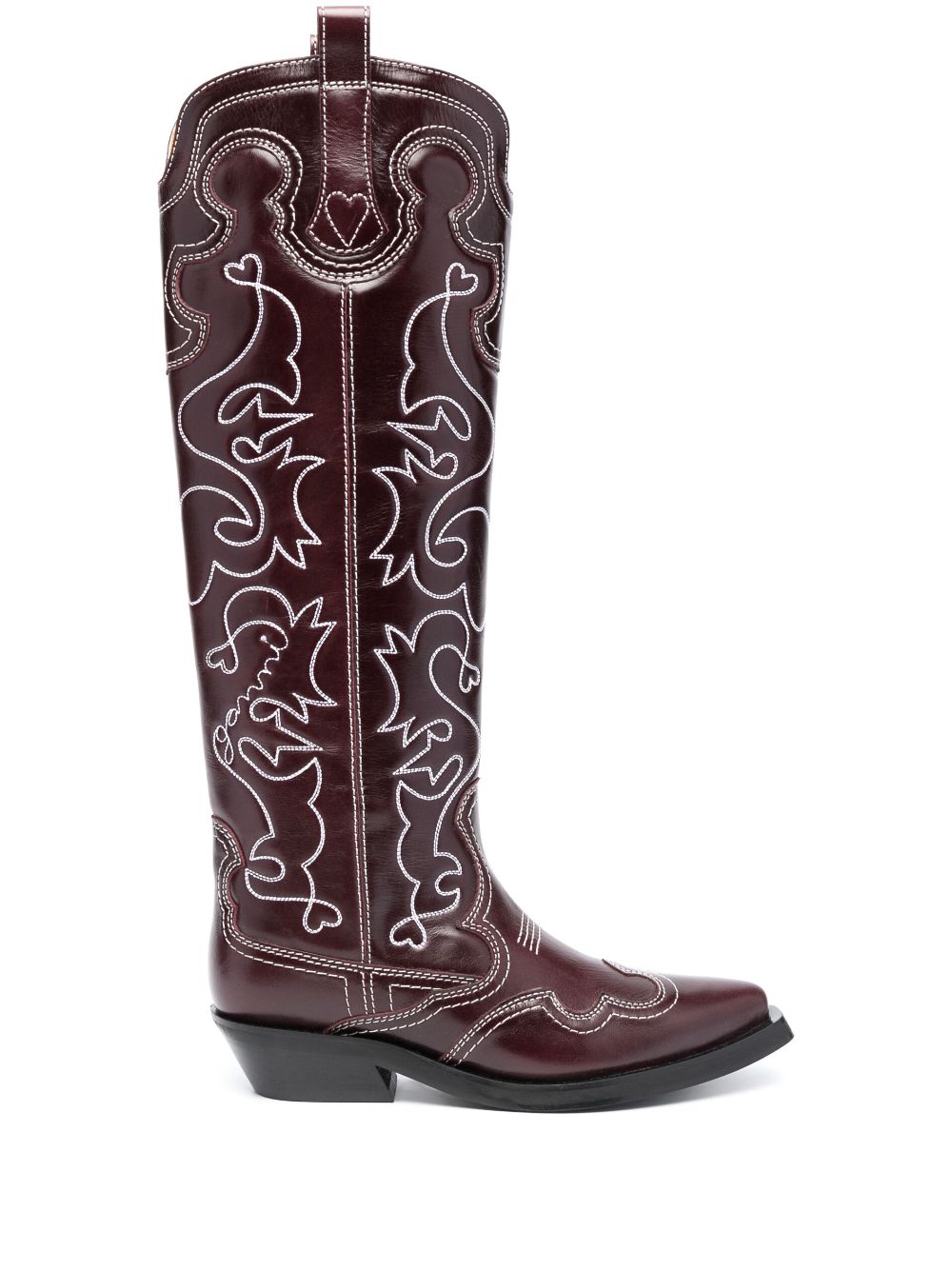 GANNI knee-high leather Western boots - Red