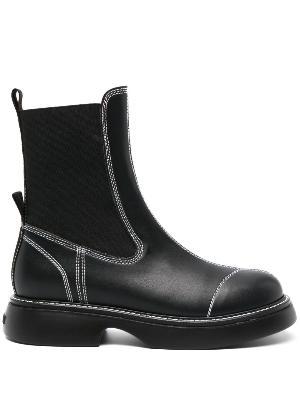 GANNI topstitched leather Chelsea boots - Black