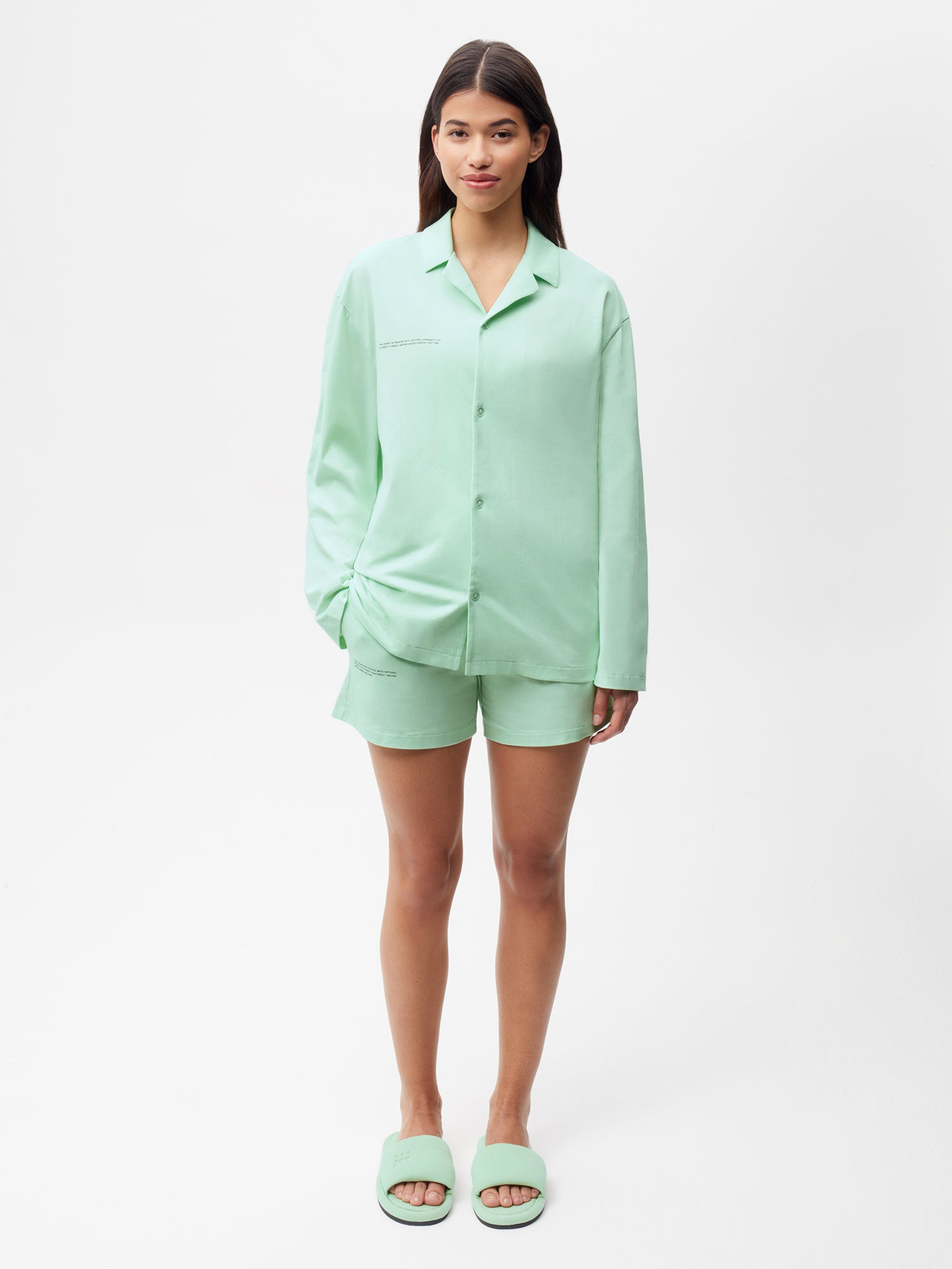 PANGAIA - Organic Cotton Pajama Loose Shorts - lagoon green S